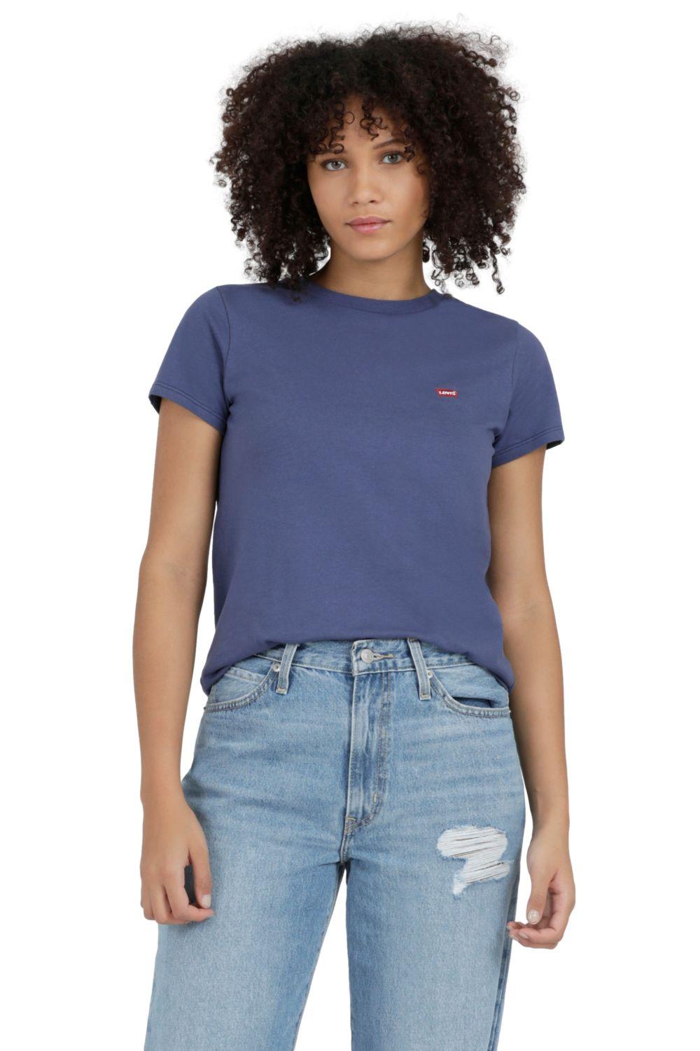 Polera Mujer Lisa Mini Logo Batwing Azul Levis 39185-0271-0