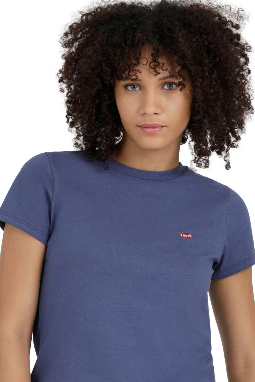 Polera Mujer Lisa Mini Logo Batwing Azul Levis 39185-0271-5