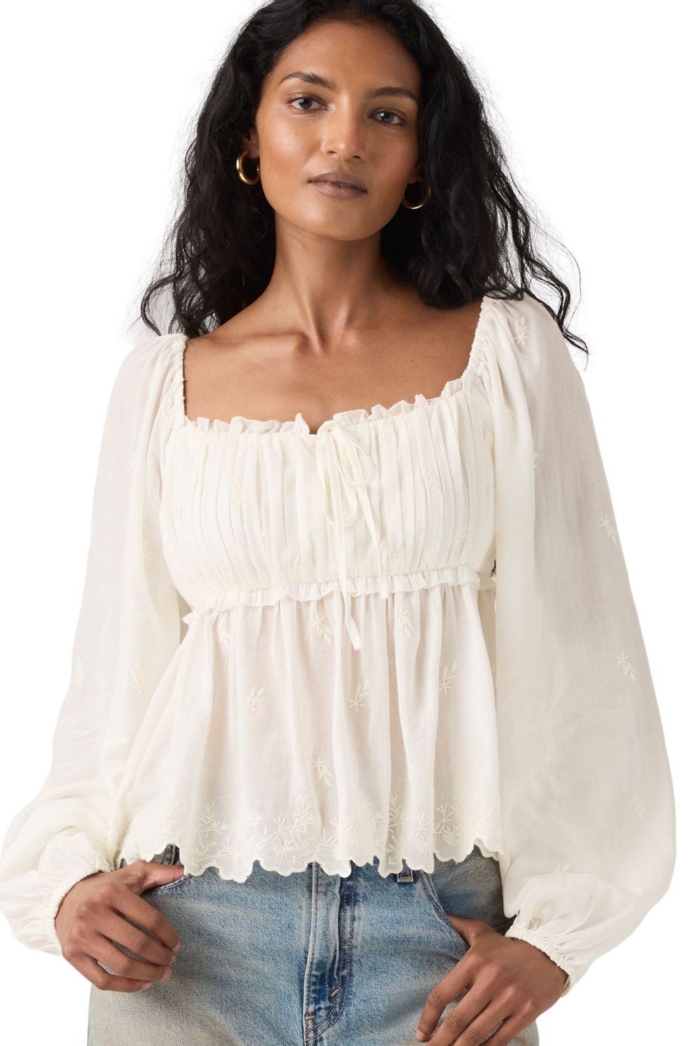 Blusa Mujer Ottie Ls Boho Blouse Beige Levis 005ZT-0002-2