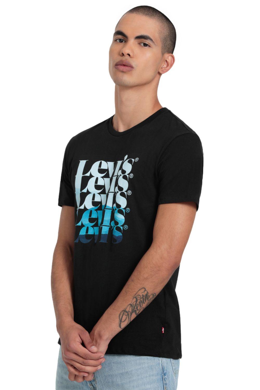 Polera Hombre Manga corta Set-In Neck Vintage Negro Levis 17783-0362-4