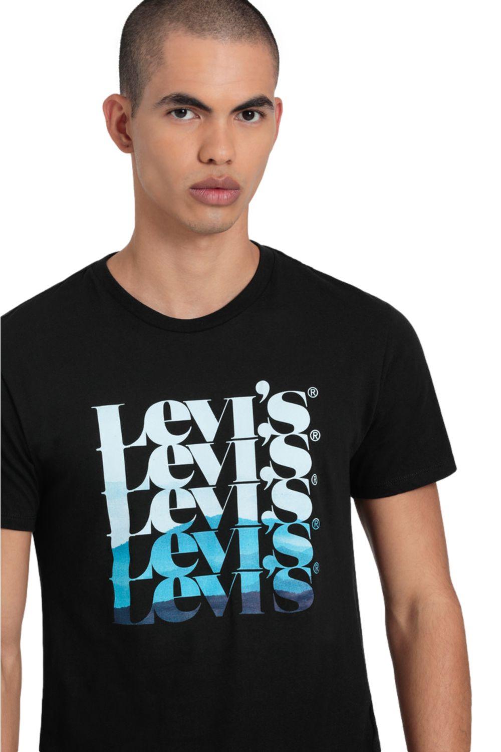 Polera Hombre Manga corta Set-In Neck Vintage Negro Levis 17783-0362-5