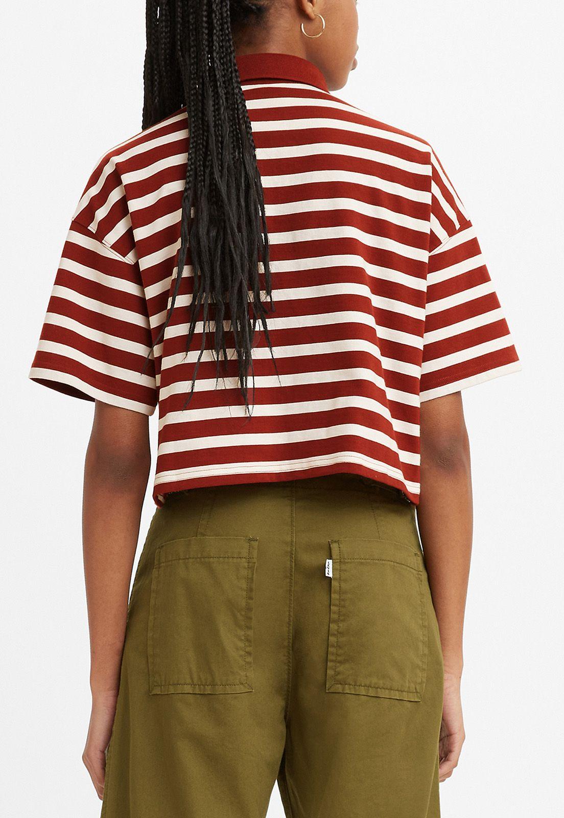 Polera Mujer Estilo Piqué a Rayas Rojo Levis A3392-0003-1