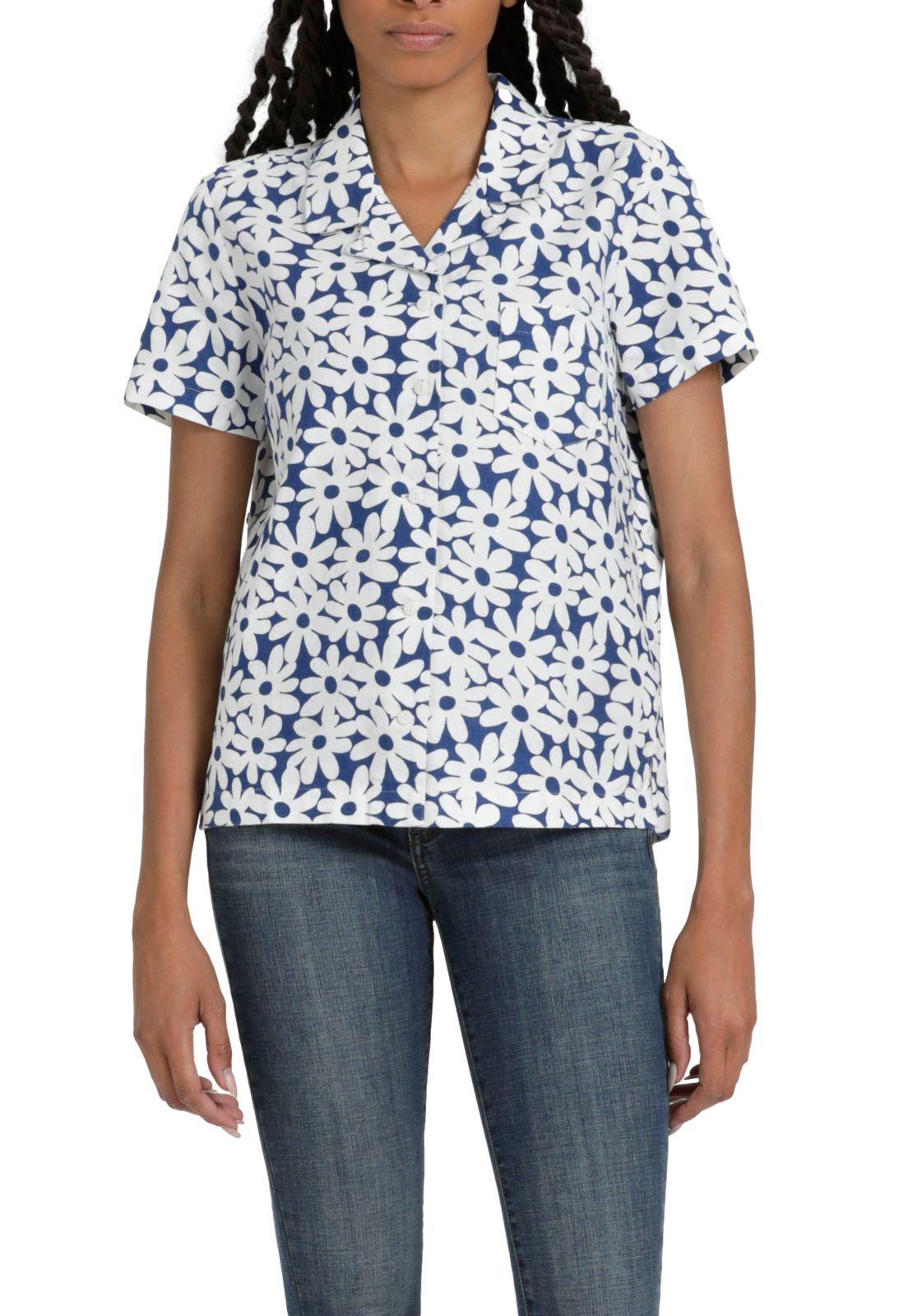 Blusa Mujer Camp Collar Regular Fit Azul A1760-0008-0