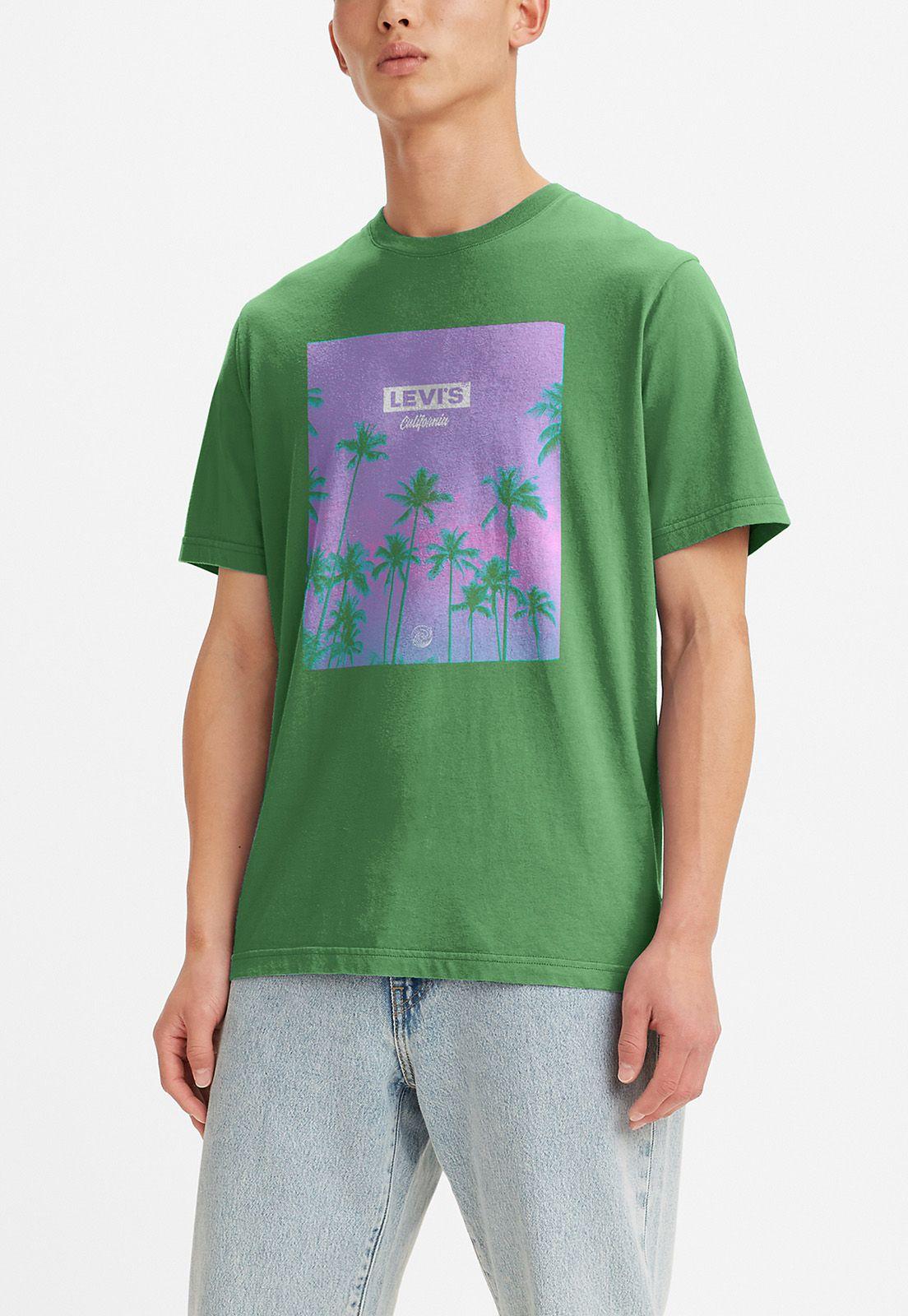 Polera Hombre Cuello Redondo Gráfica Verde Levis 16143-0618-0