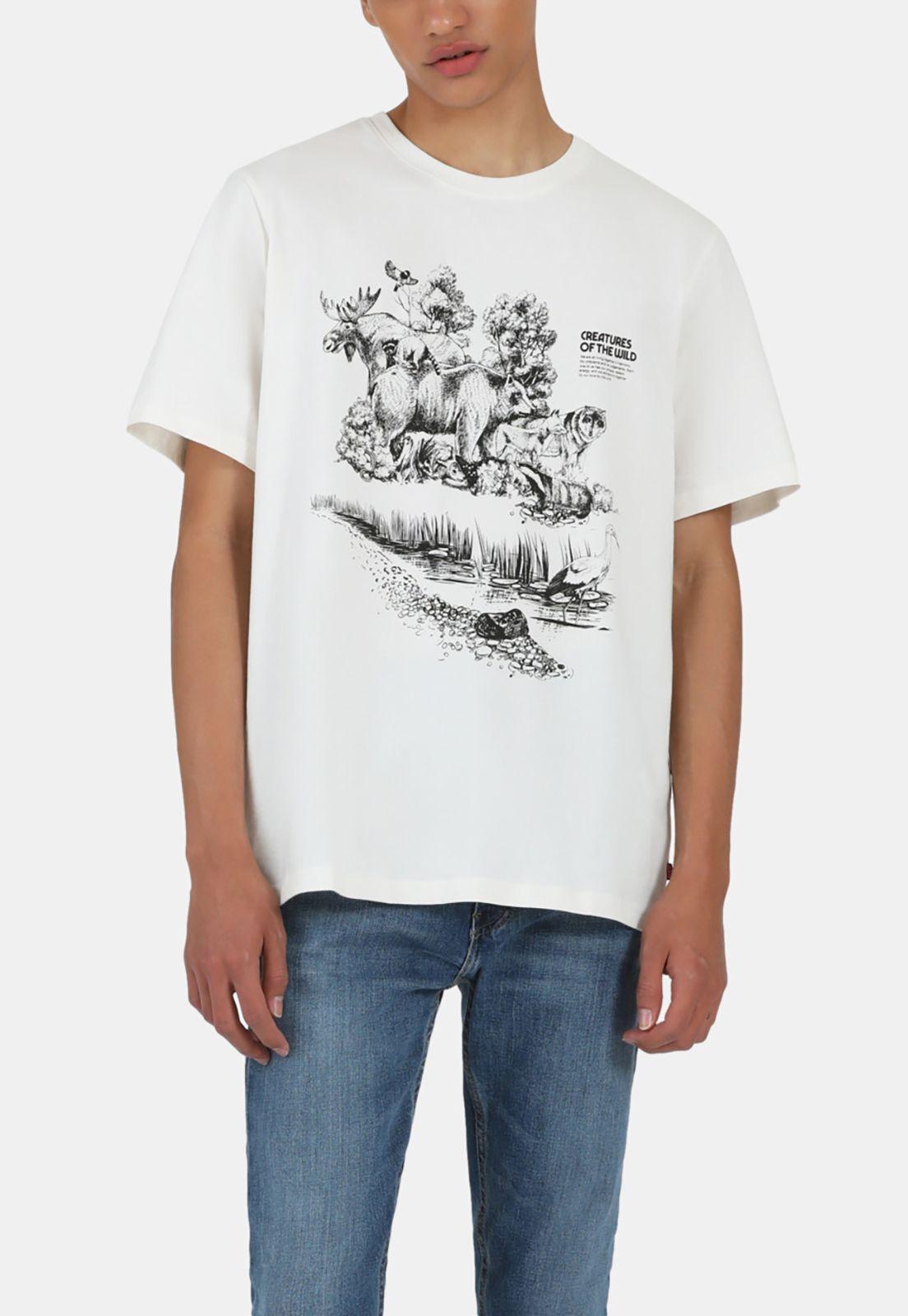 Polera Hombre Manga Corta Gráfica Blanco Levis 16143-0312-0