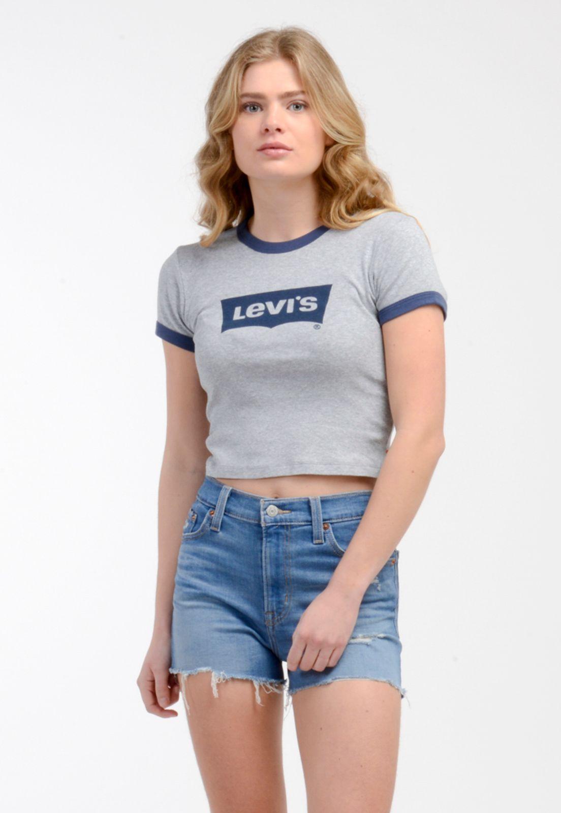 Polera Mujer Lisa con Logo  Gris Levis A3523-0010-0