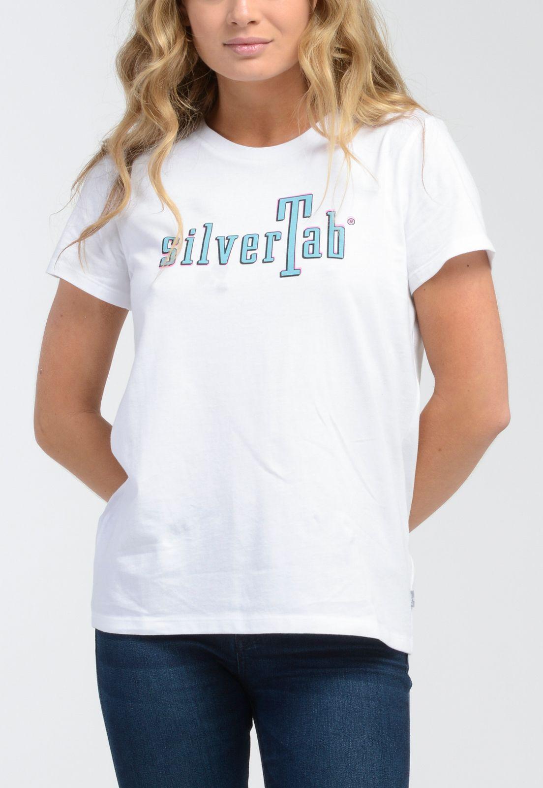 Polera Mujer Lisa con Logo Blanca Silvertab Levis 17369-1911-0