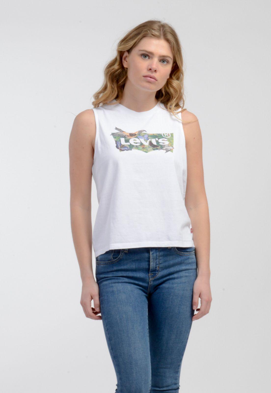 Polera Mujer Sin Mangas Gráfica Blanca Levis 18184-0028-0