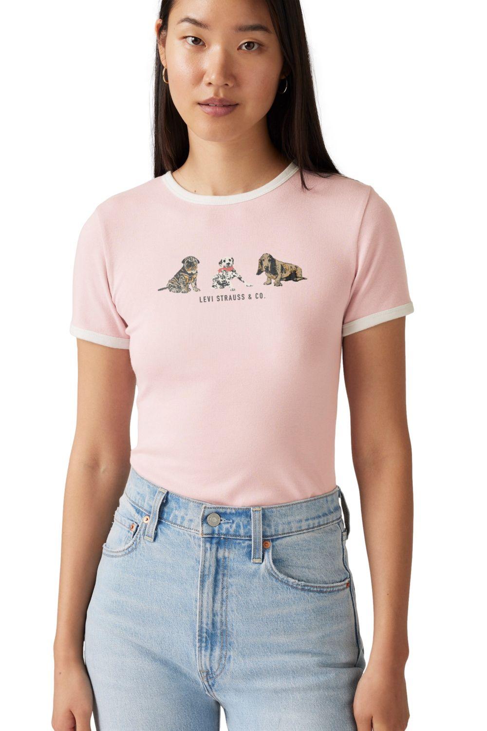 Polera Mujer Graphic Ringer Rickie Rosado Levis A3519-0045-2