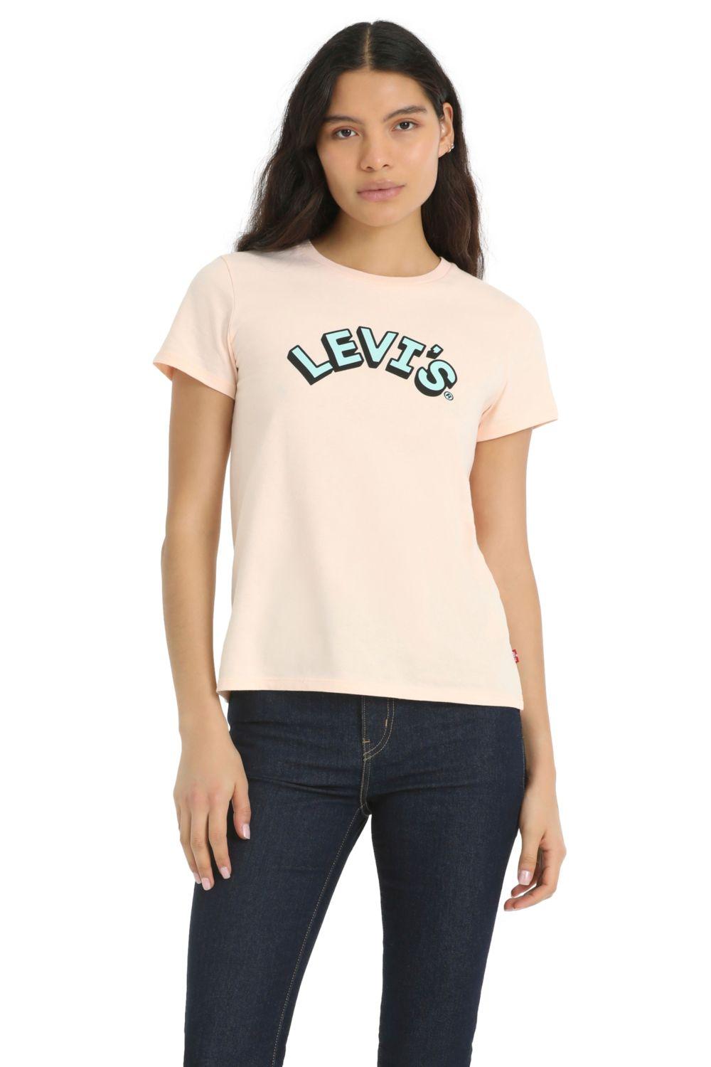 Polera Mujer Lisa Logo Rosado Levis 17369-2727-0