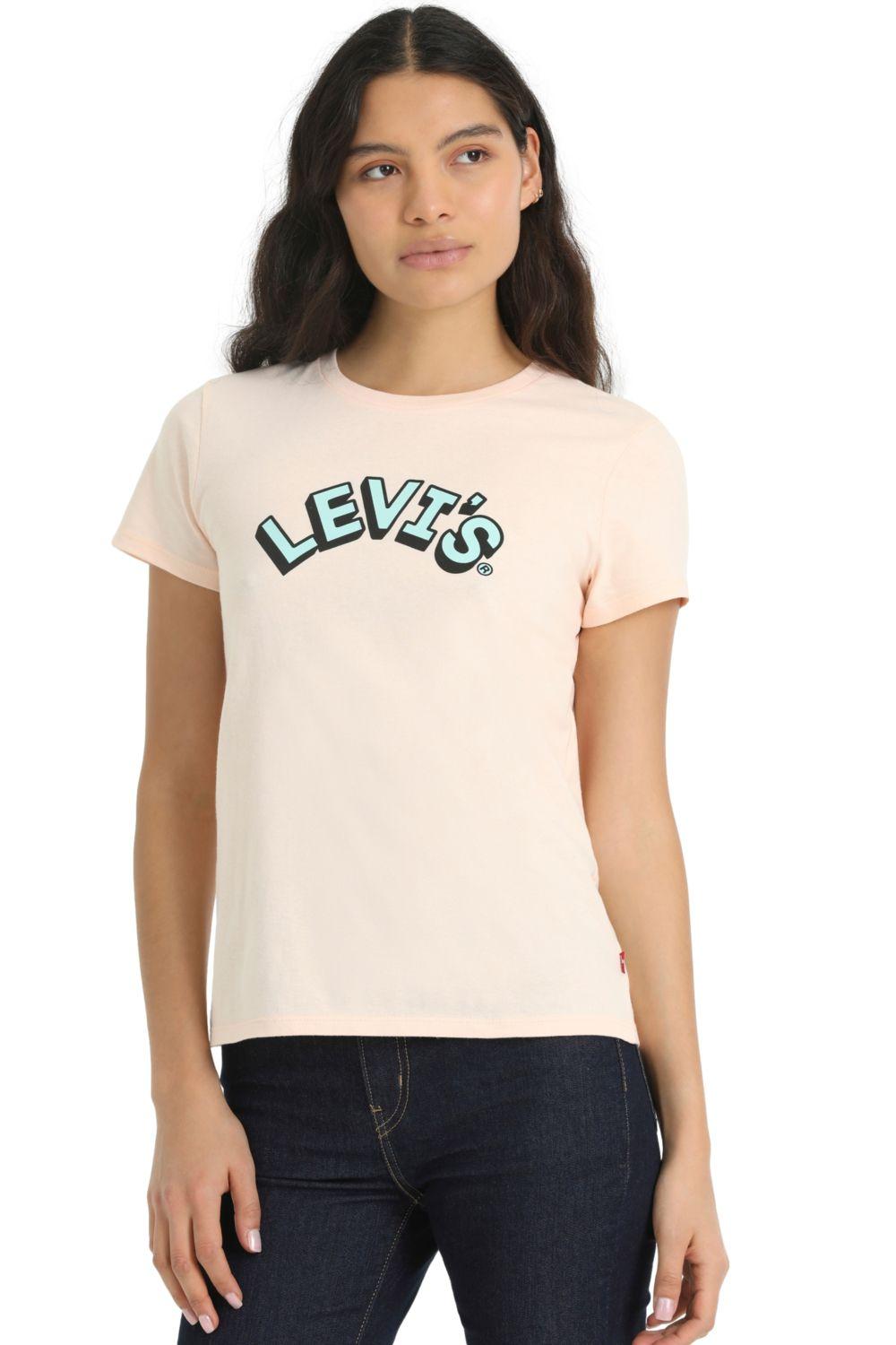 Polera Mujer Lisa Logo Rosado Levis 17369-2727-4