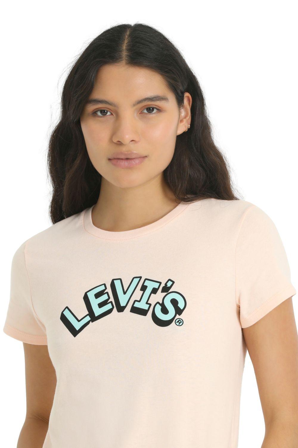 Polera Mujer Lisa Logo Rosado Levis 17369-2727-5