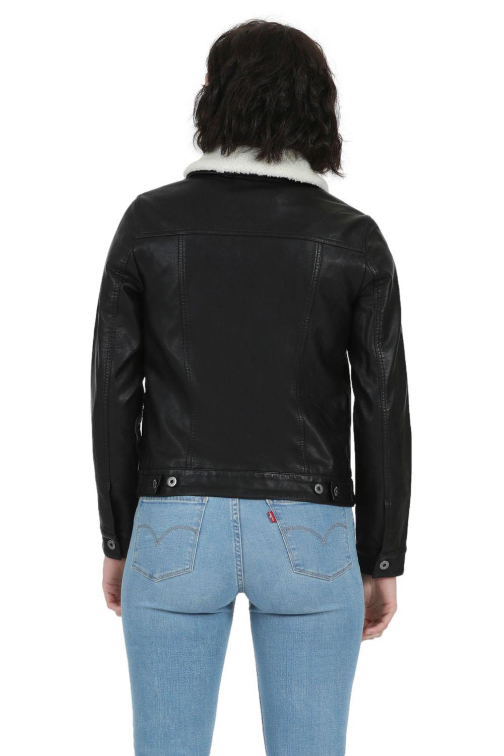 Chaqueta Mujer Trucker Cuello Sherpa Negra Levis 59542-0009-2