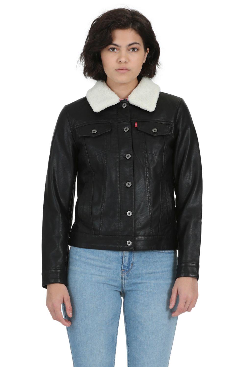 Chaqueta Mujer Trucker Cuello Sherpa Negra Levis 59542-0009-0
