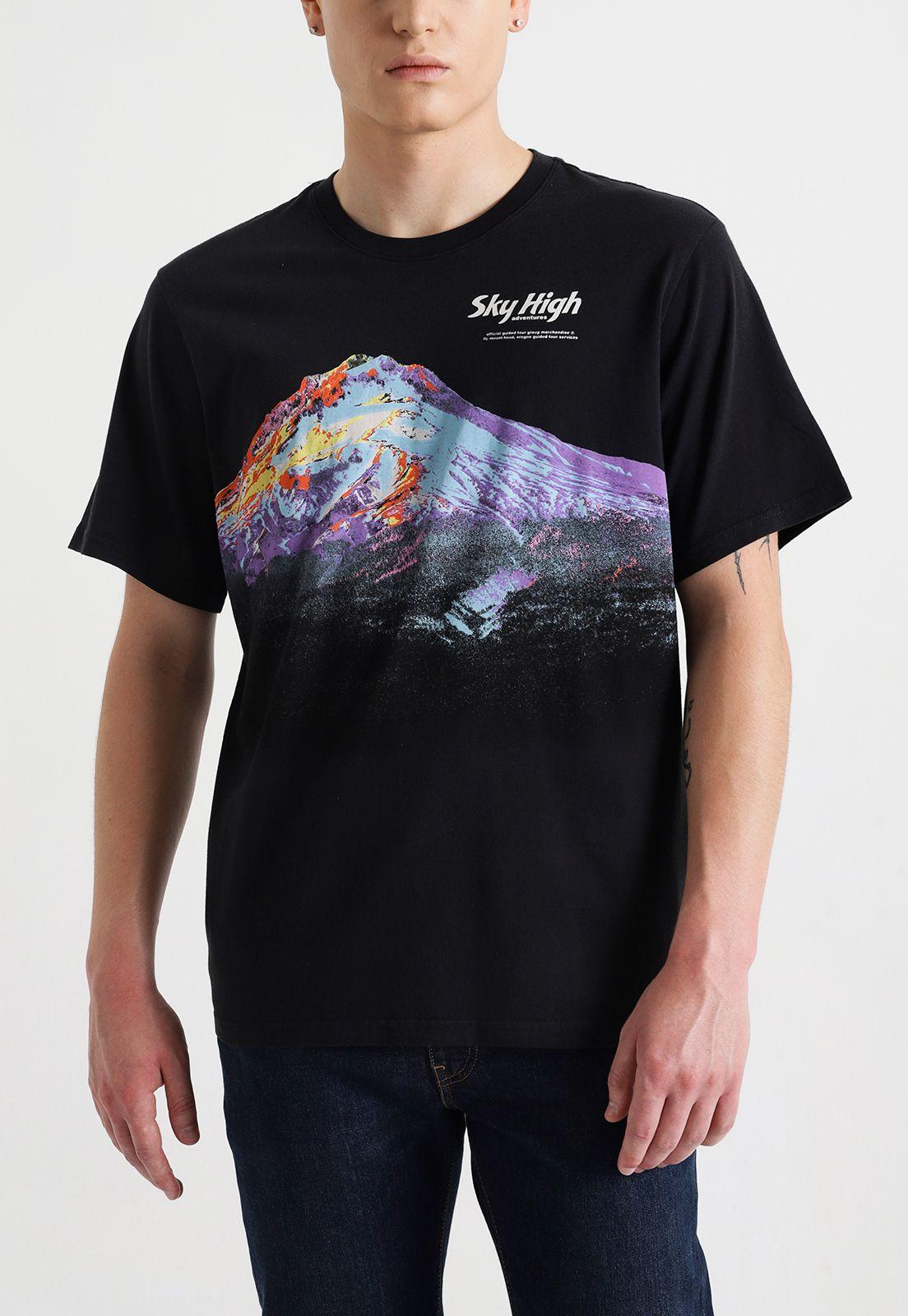 Polera Hombre Cuello Redondo Gráfica Negro Levis 16143-0566-0