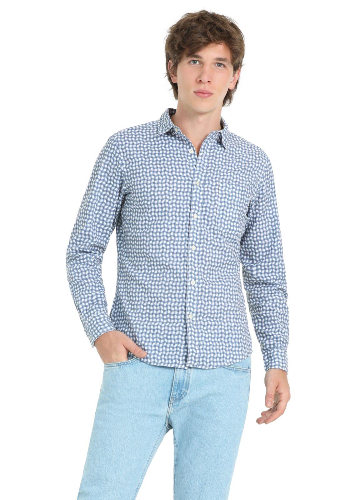 Camisa Hombre Casual Slim Fit Azul A4253-0048-0