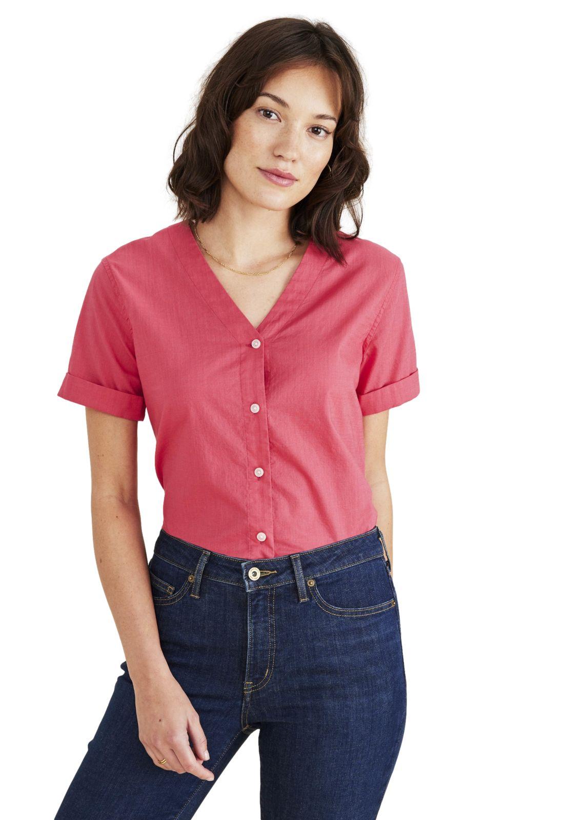 Blusa Mujer V Neck Button Up Regular Fit Roja A4269-0008-0
