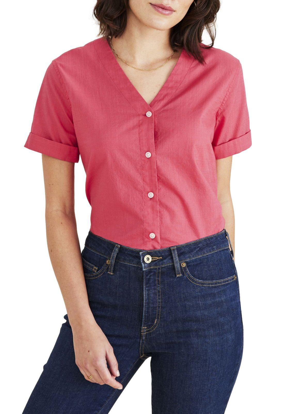 Blusa Mujer V Neck Button Up Regular Fit Roja A4269-0008-1