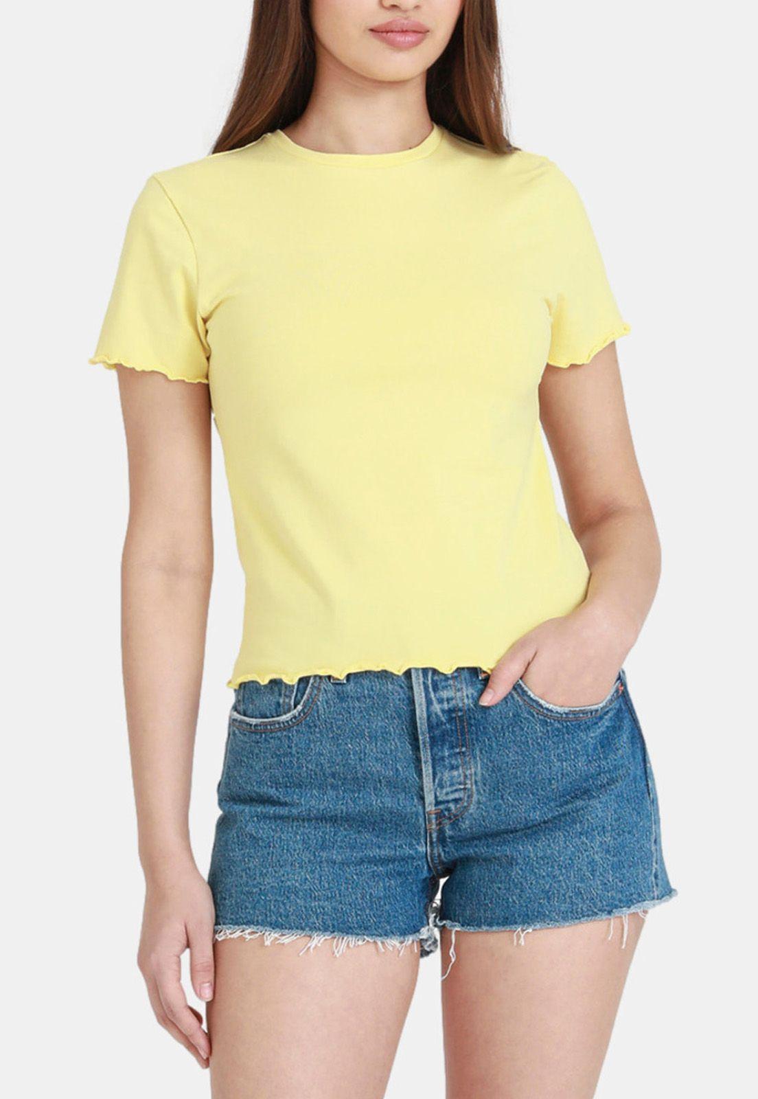 Polera Mujer Lisa con Ribetes Amarillo Levis A1928-0000-0