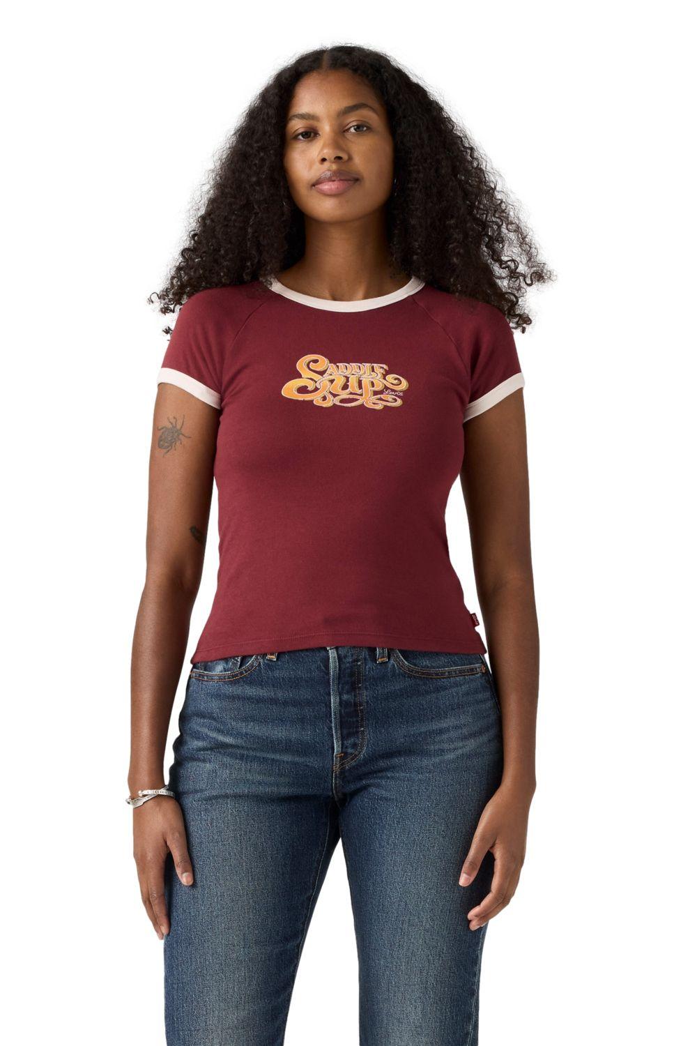 Polera Mujer Riley Raglan Tee Burdeo Levis 003R2-0006-0