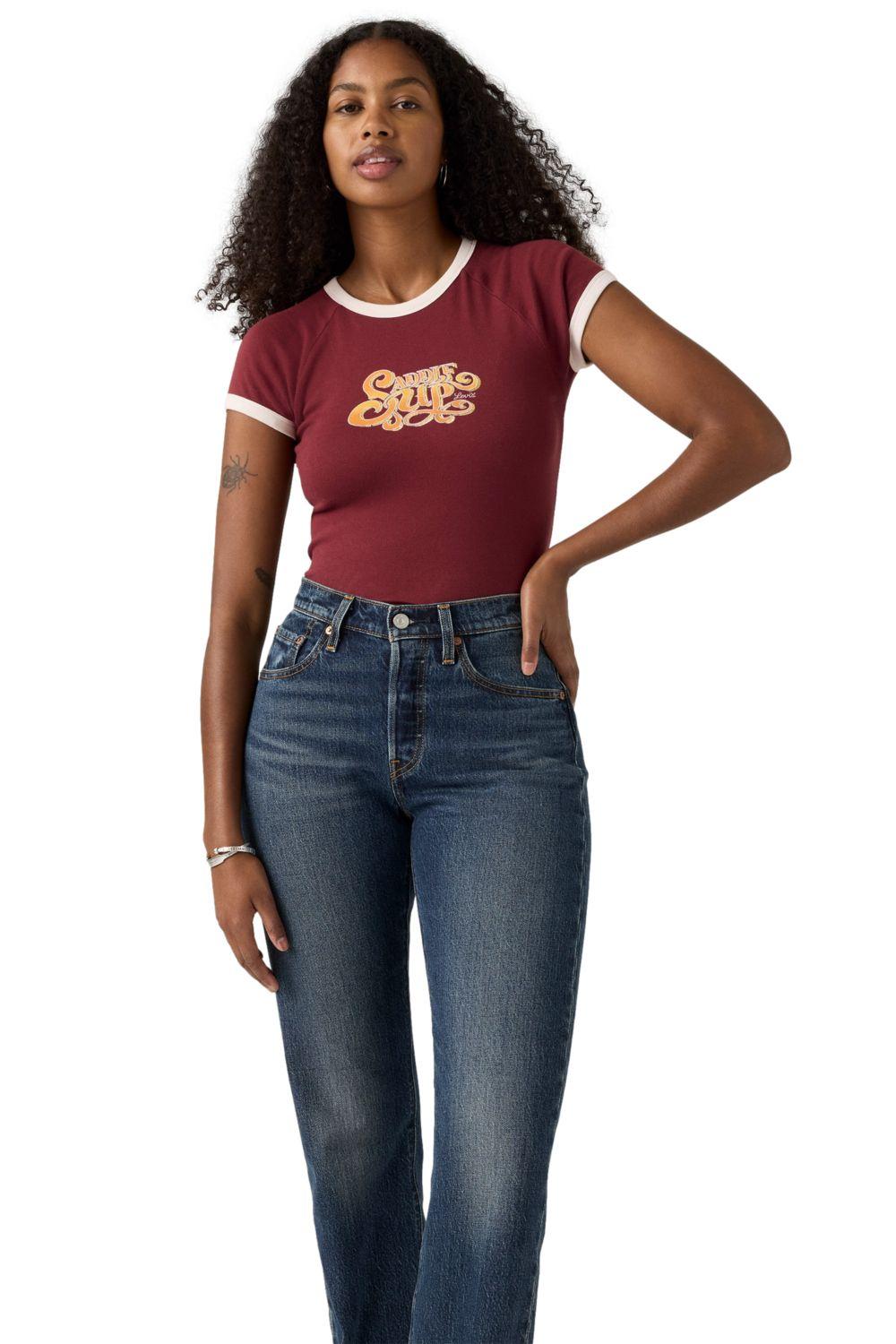 Polera Mujer Riley Raglan Tee Burdeo Levis 003R2-0006-2