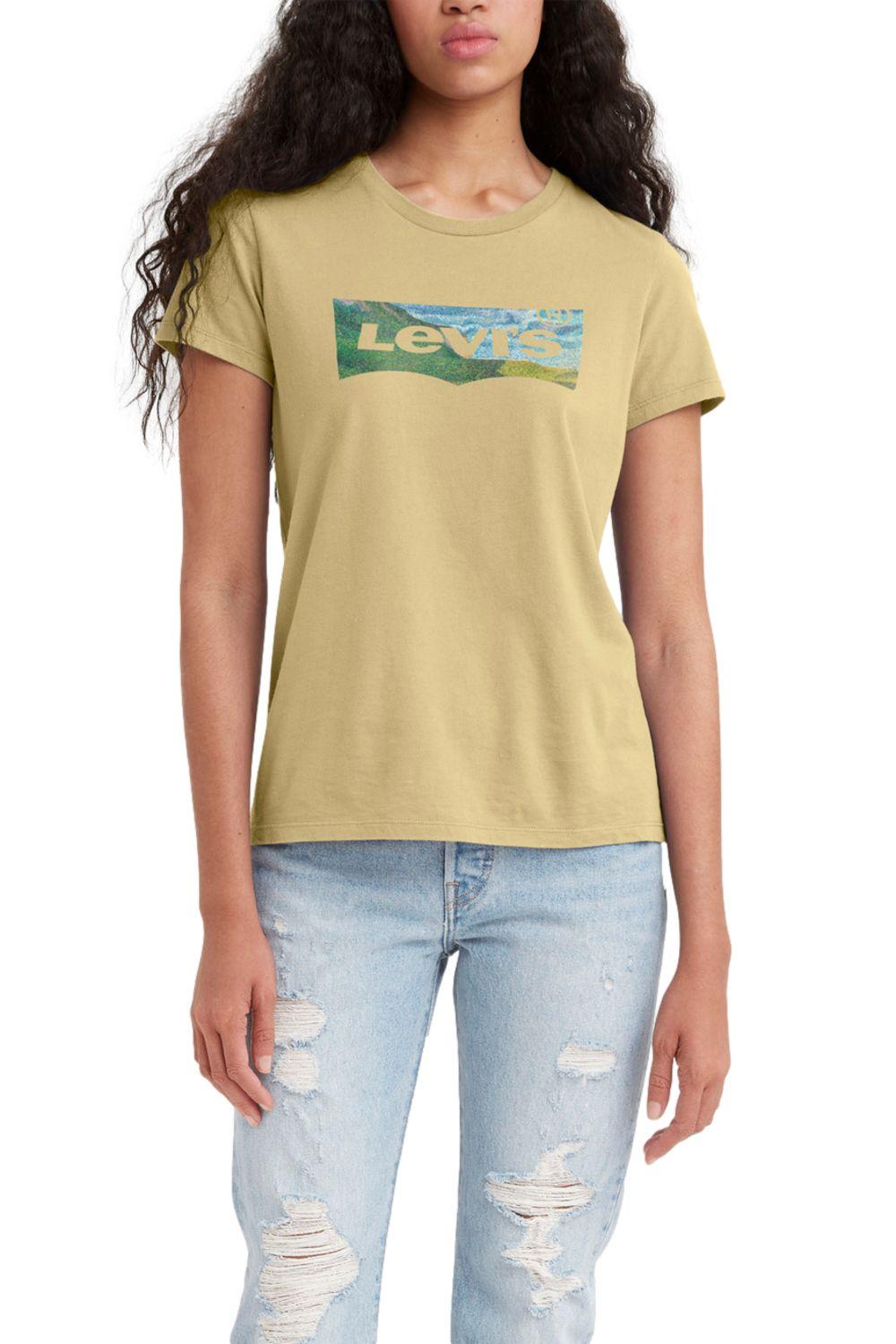 Polera Mujer Lisa Con Logo Amarillo Levis 17369-1891-0