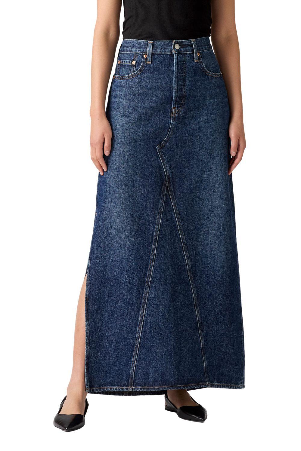 Falda Mujer Iconic Long Skirt W/slit Azul Levis A8727-0011-0