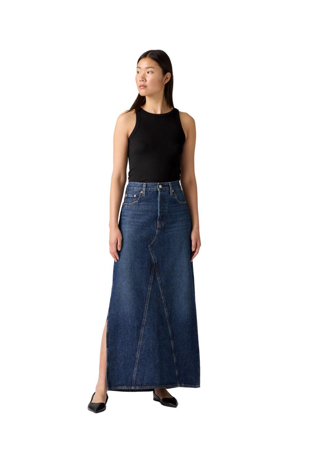 Falda Mujer Iconic Long Skirt W/slit Azul Levis A8727-0011-3