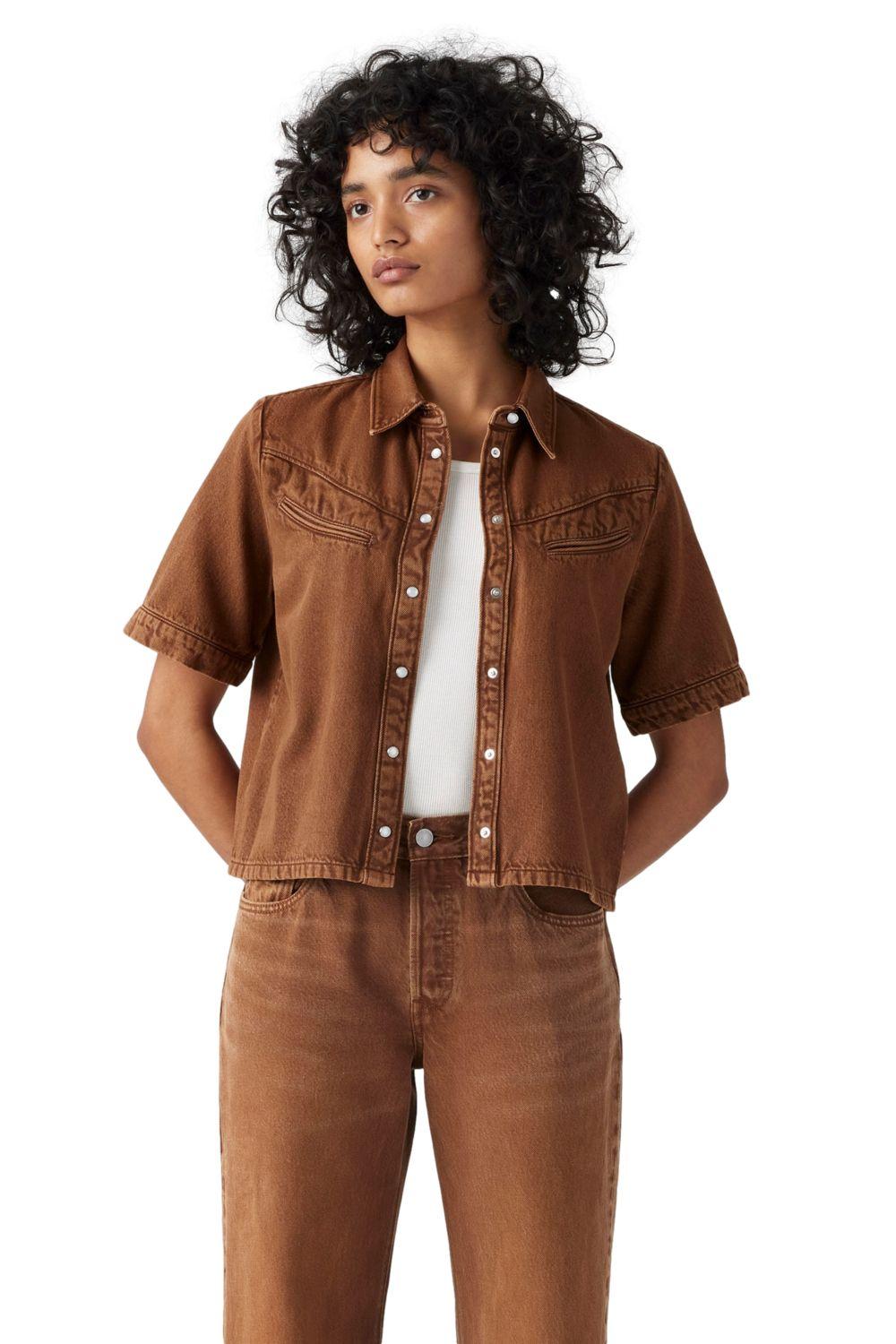 Blusa Mujer Rinoa Camp Shirt Café Levis 001SL-0003-0