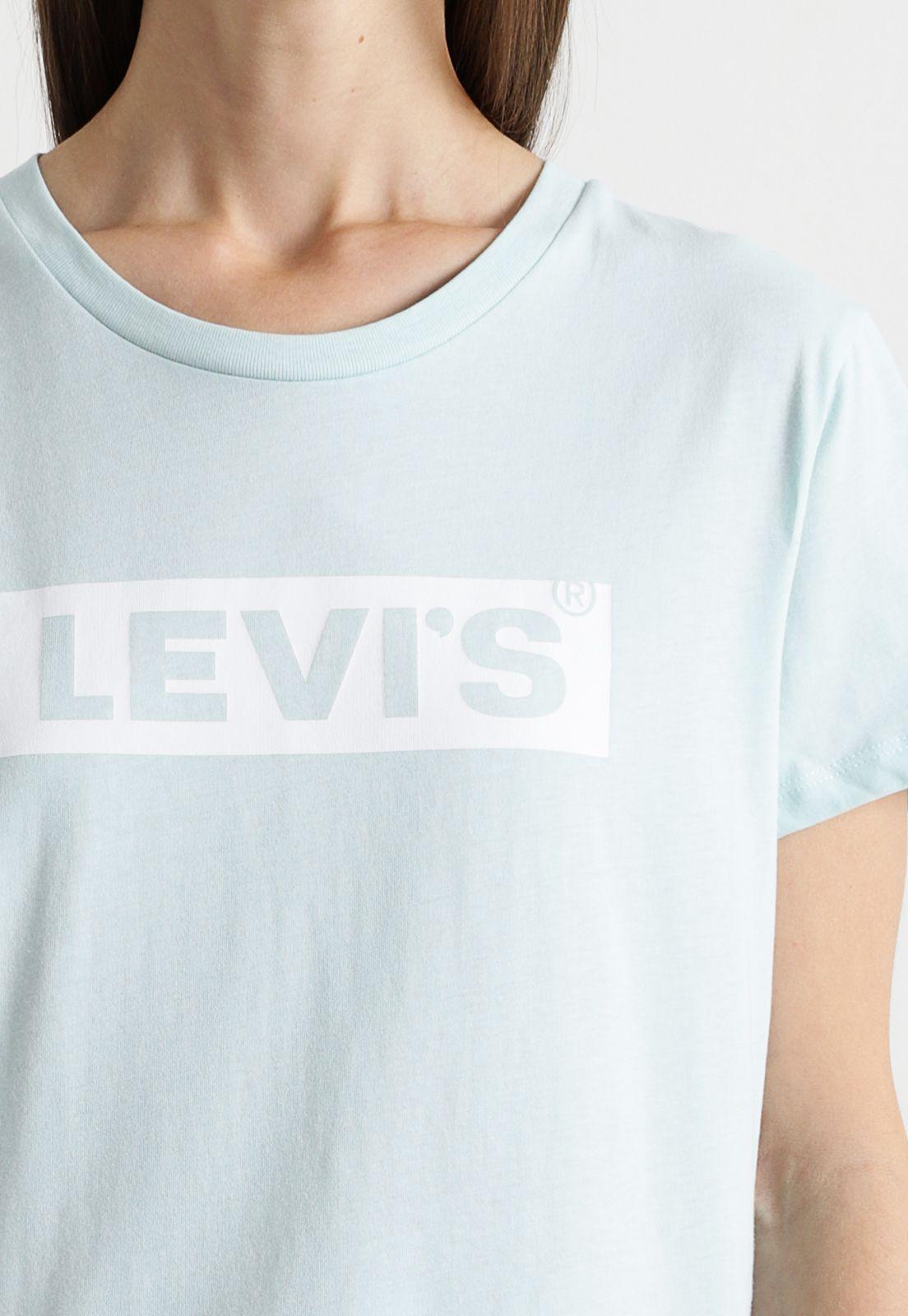 Polera Mujer Lisa con Logo Boxtab Celeste Levis 17369-1893-2