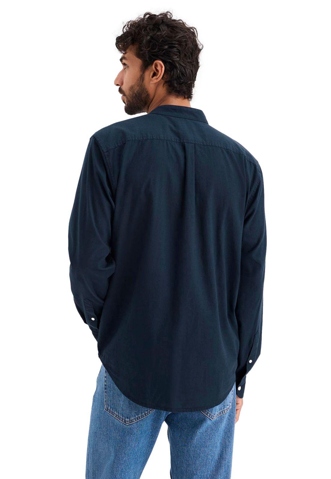 Camisa Hombre Band Collar LS Regular Fit Azul A1730-0030-2