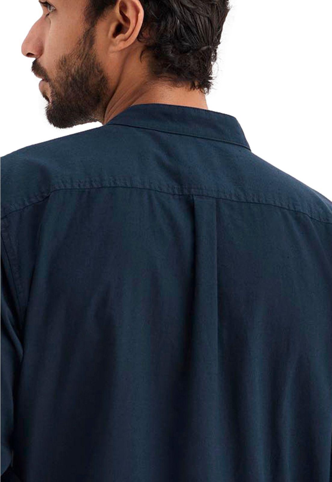 Camisa Hombre Band Collar LS Regular Fit Azul A1730-0030-3