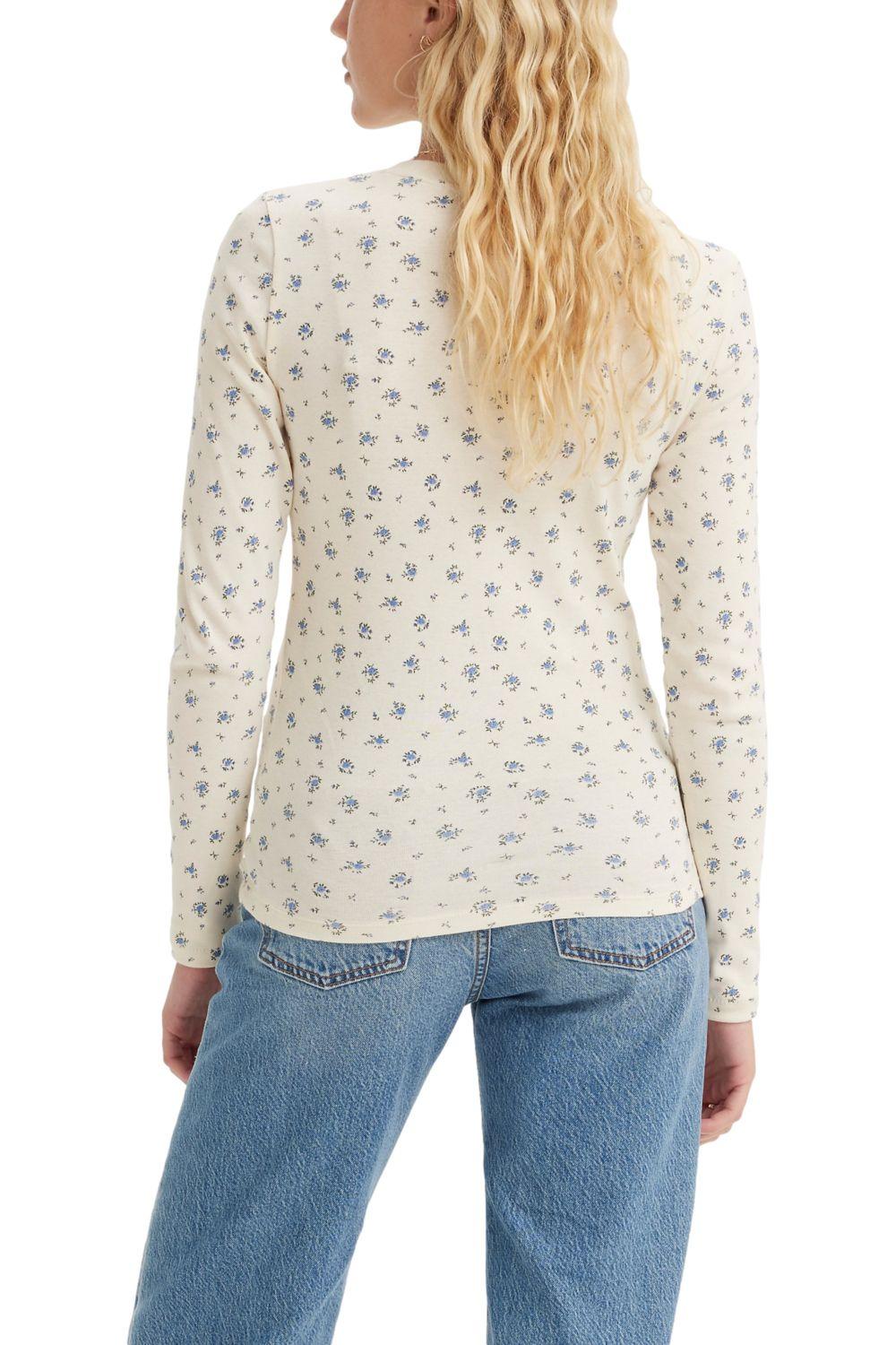 Polera Mujer Manga Larga Flores Blanco Levis 69555-0051-1