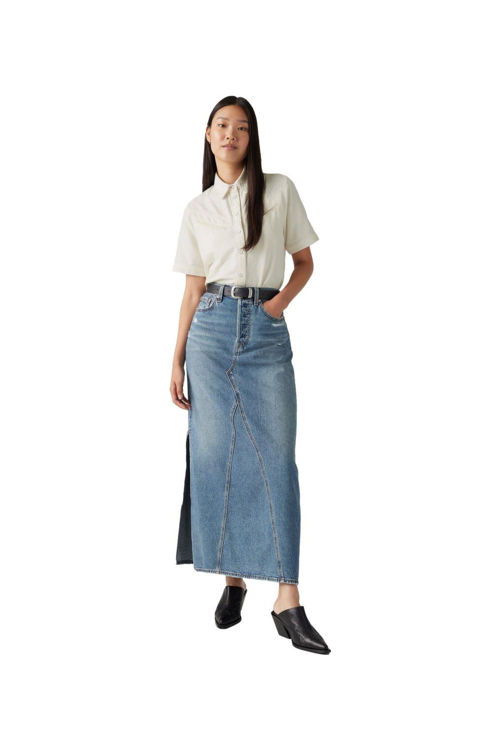 Falda Mujer Iconic Long Skirt Celeste Levis A8727-0002-3