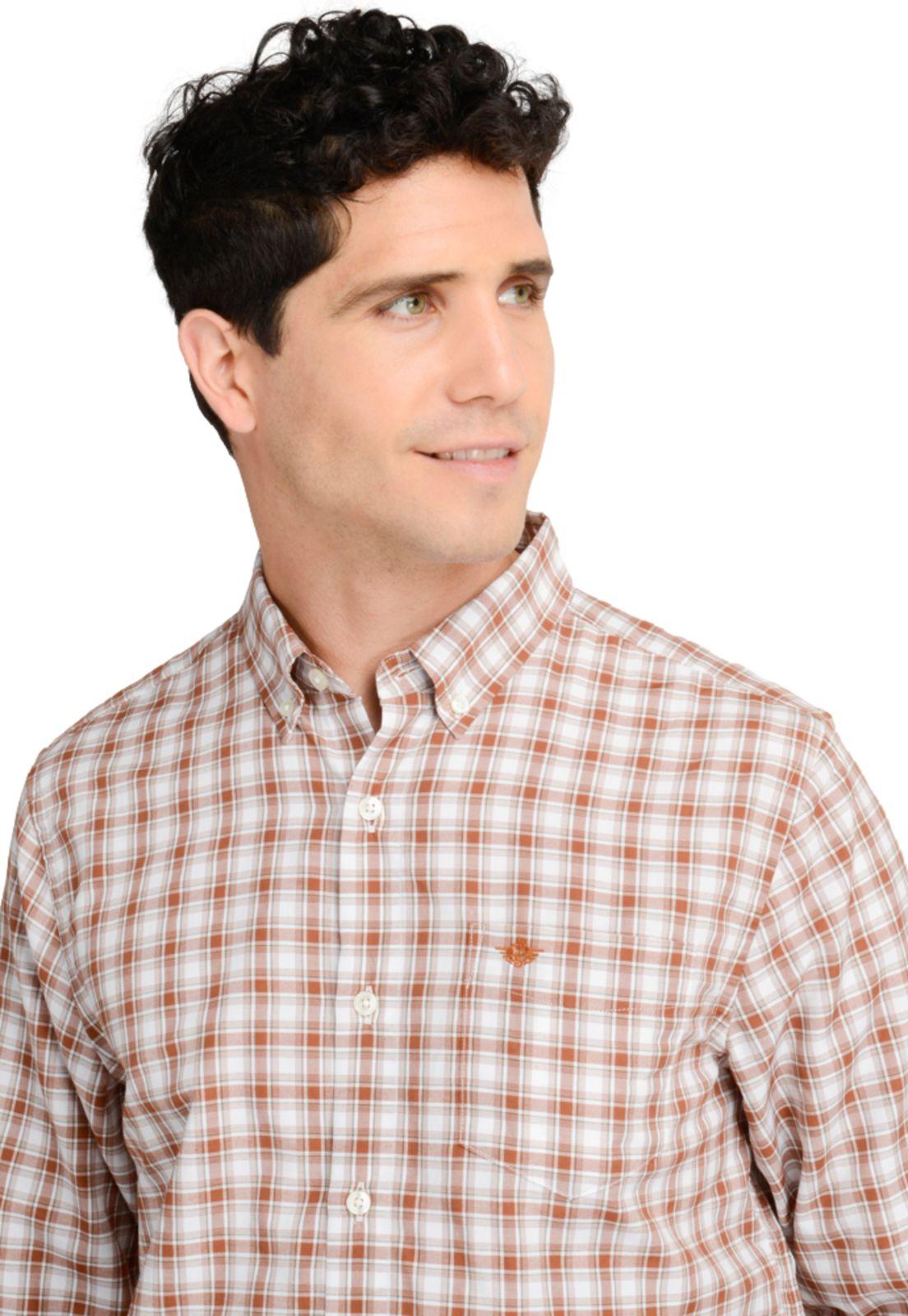 Camisa Hombre Woven Refine Regular Fit Café-2