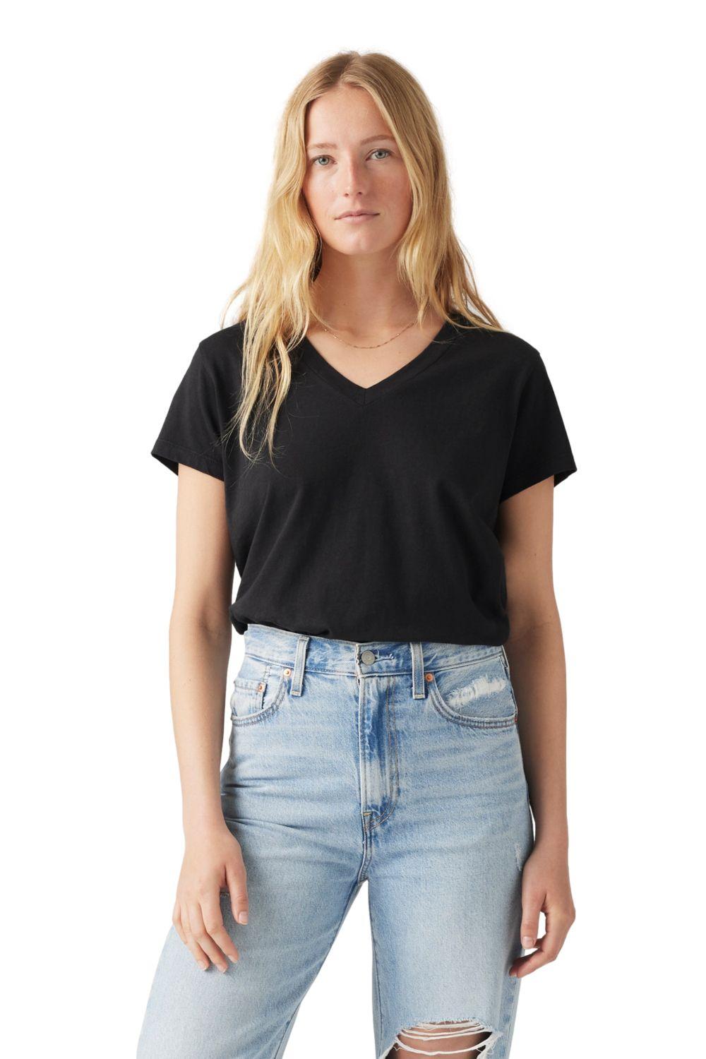 Polera Mujer Boxy Vneck Tee Negro Levis A8774-0008-0