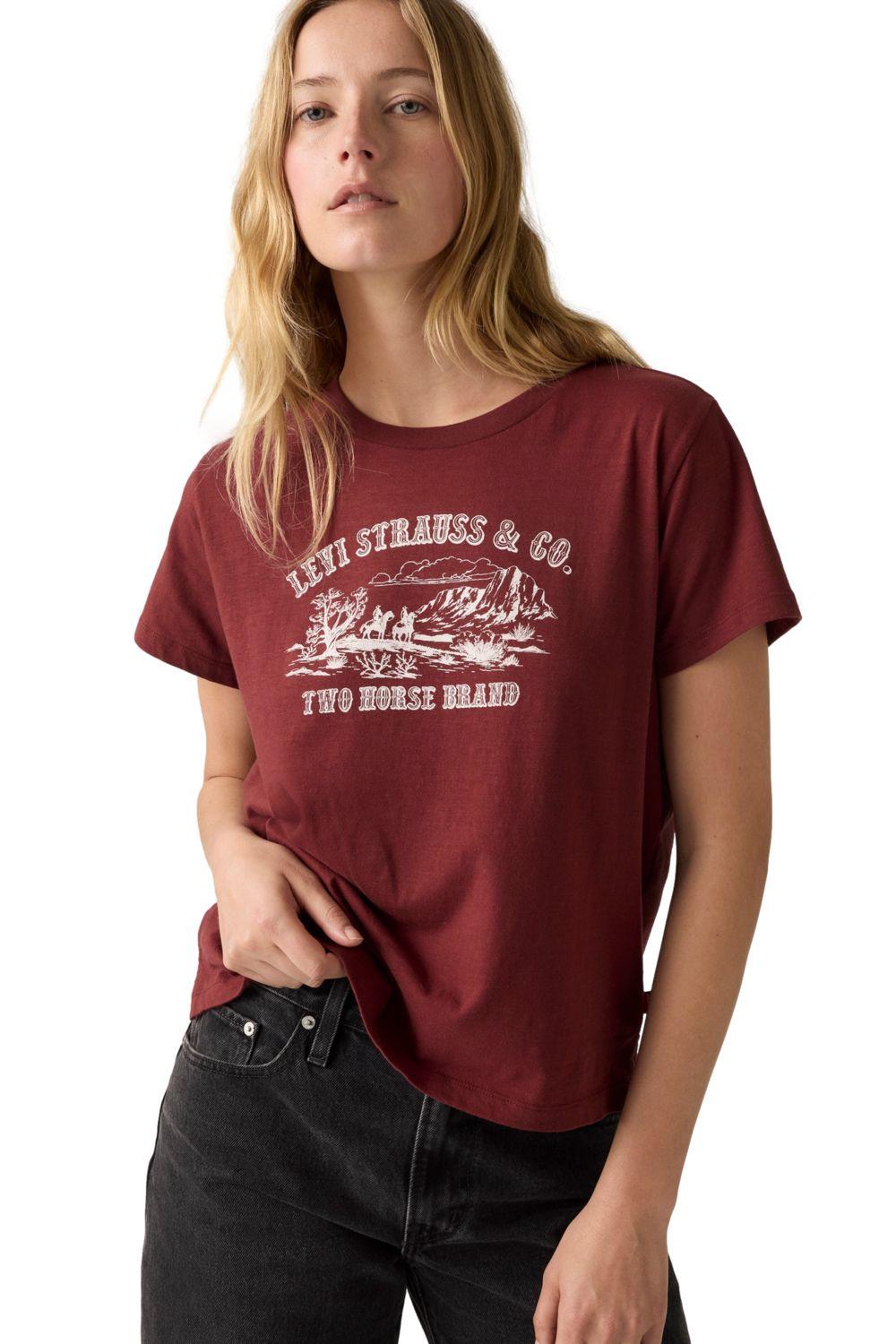 Polera Mujer Graphic Boxy Tshirt Burdeo Levis A8804-0051-3
