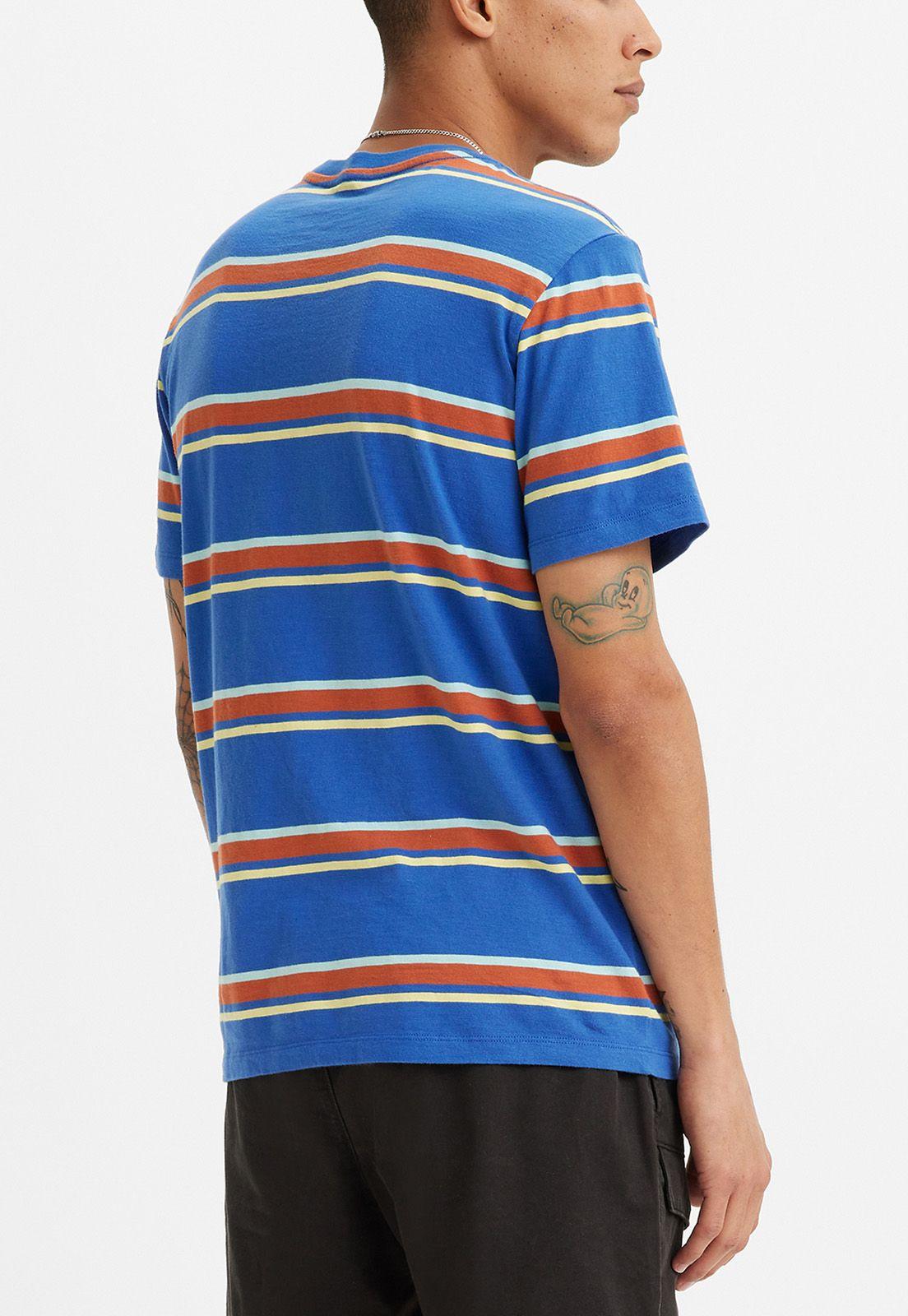 Polera Hombre Cuello Redondo Rayas Azul Levis 19342-0281-1