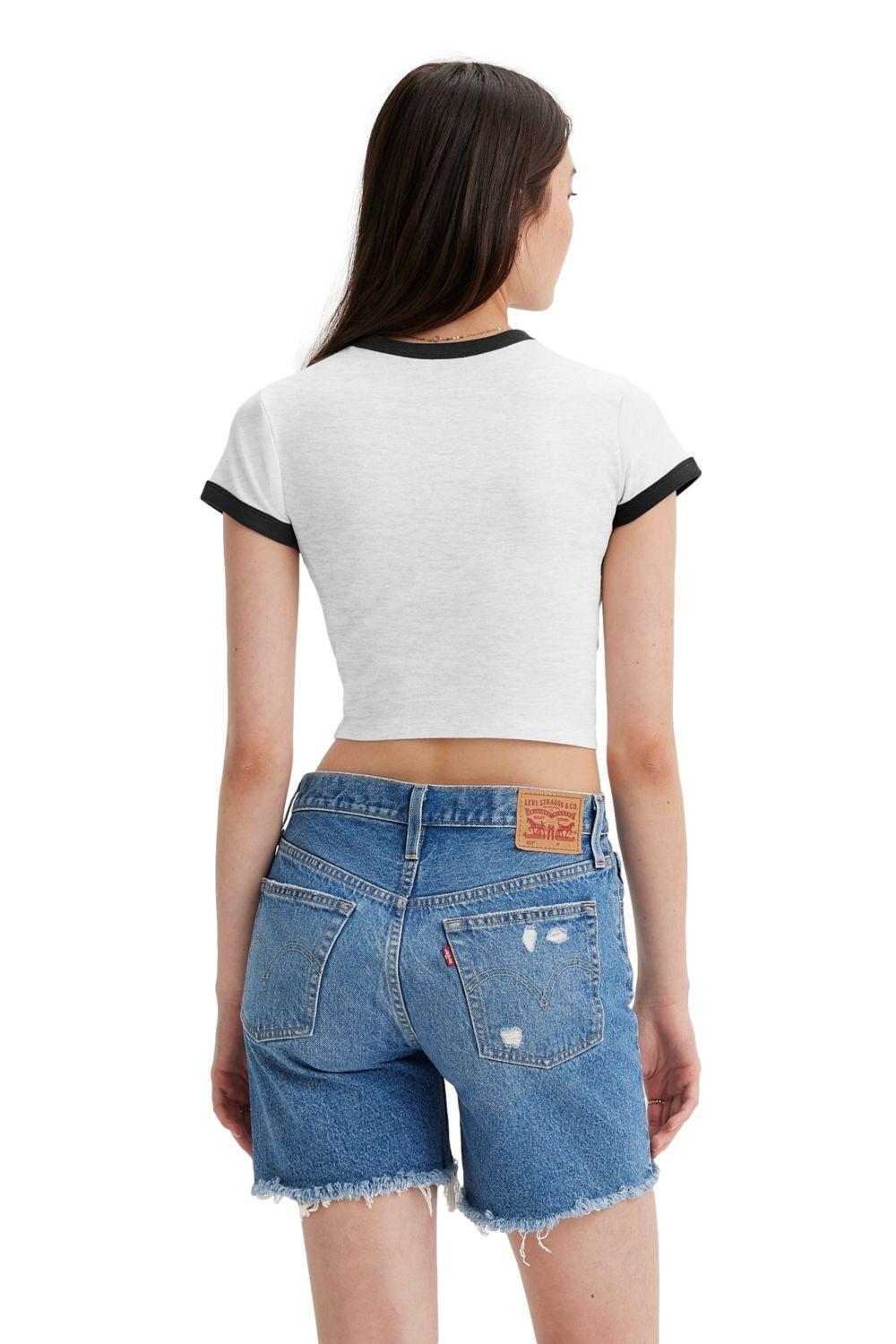 Polera Mujer Slim Graphic Ringer Gris Levis A3523-0071-1