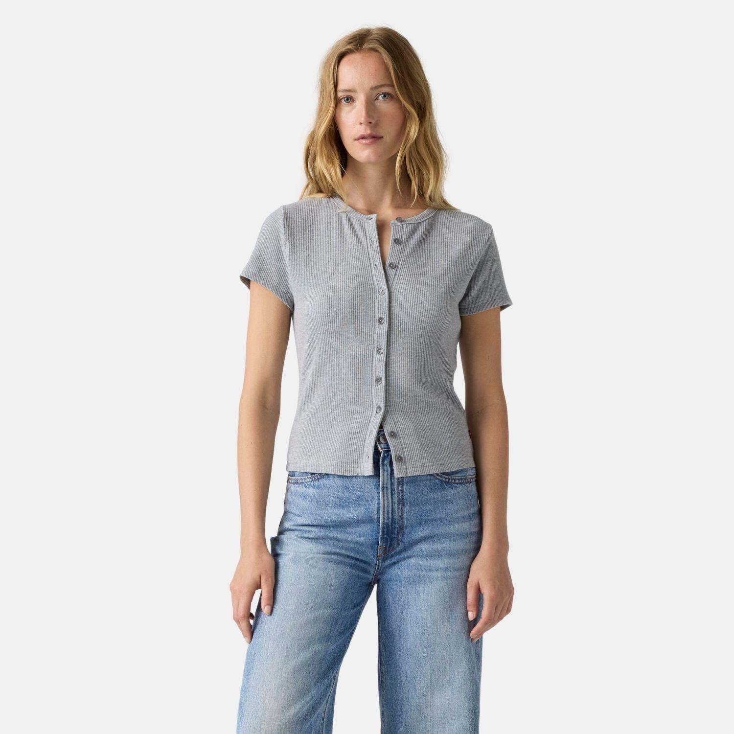 Polera Mujer Rory Button Through Ss Gris Levis 0086M-0005-0