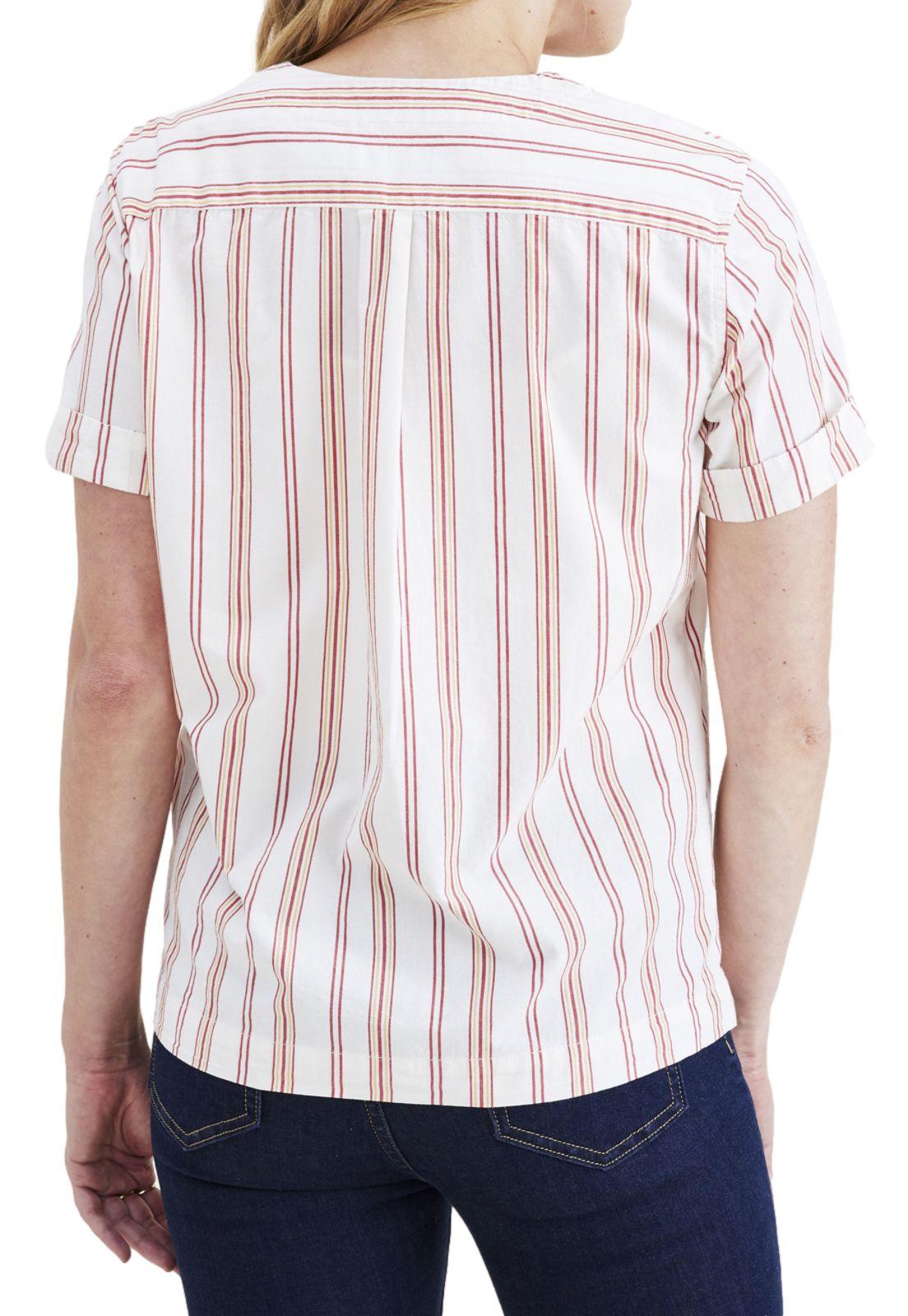 Blusa Mujer V Neck Button Up Regular Fit Roja Rayada A4269-0007-2