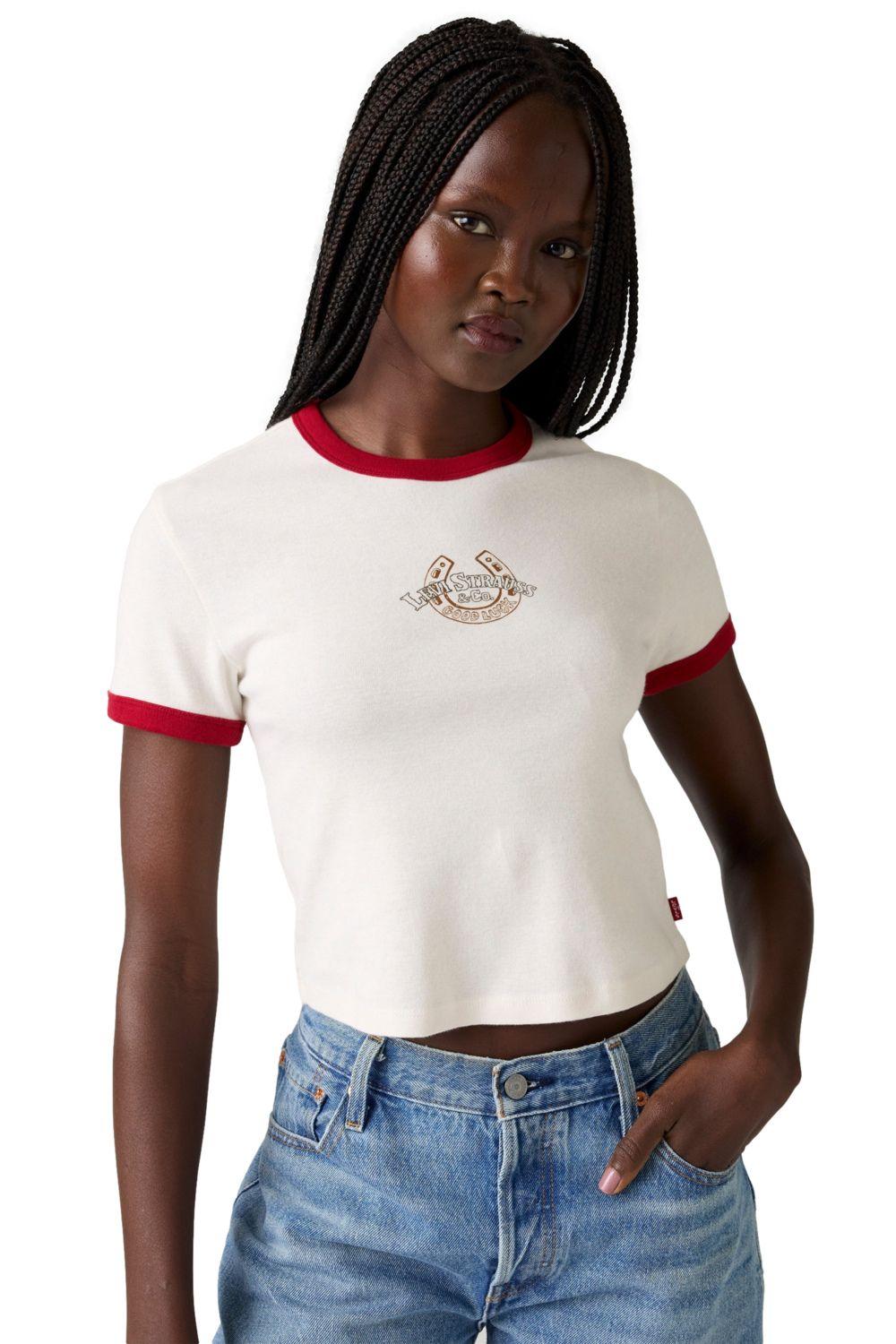 Polera Mujer Graphic Mini Ringer Tee Blanco Levis A3523-0134-2