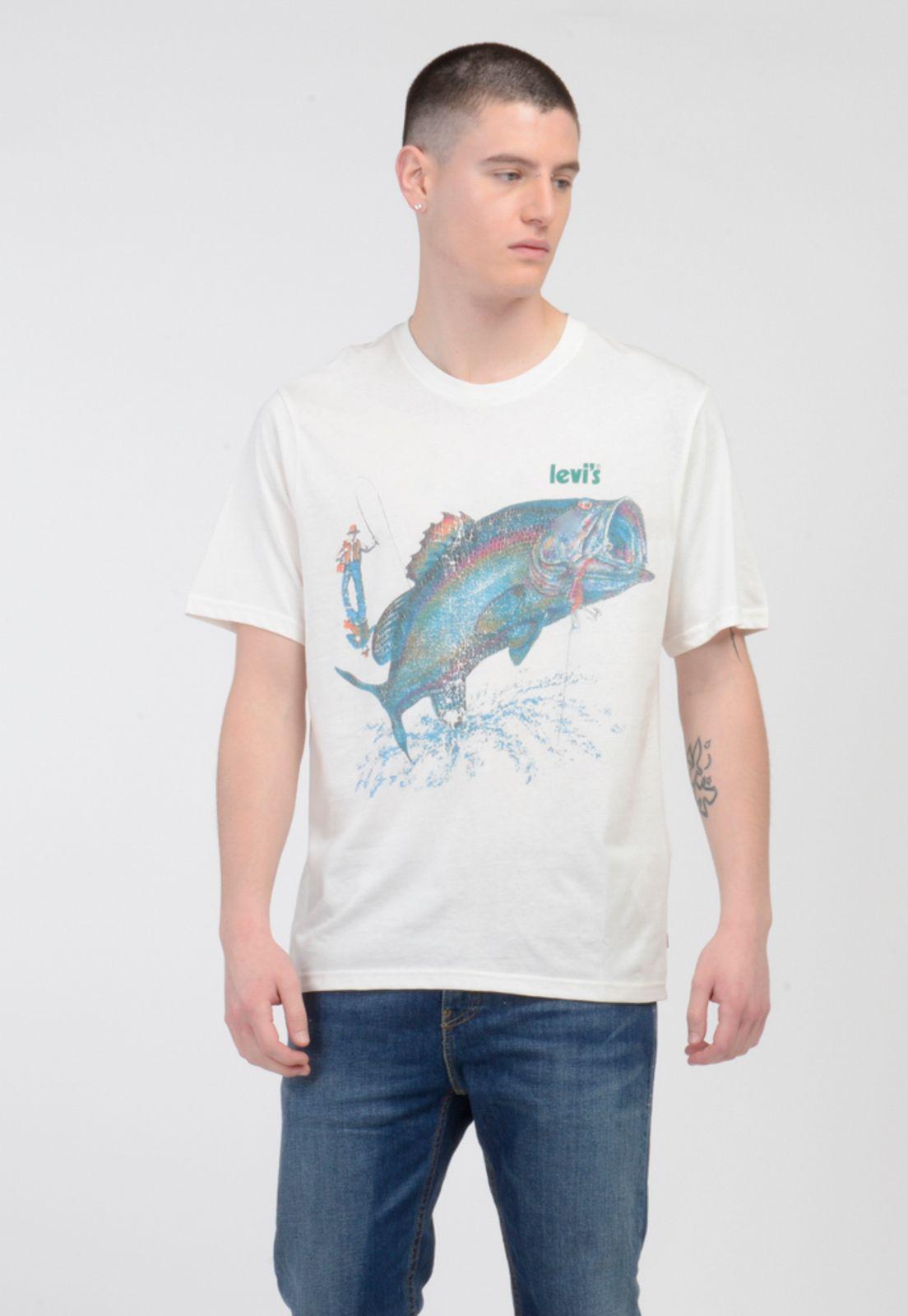 Polera Hombre Cuello Redondo Gráfica Blanca Levis 16143-0257-0