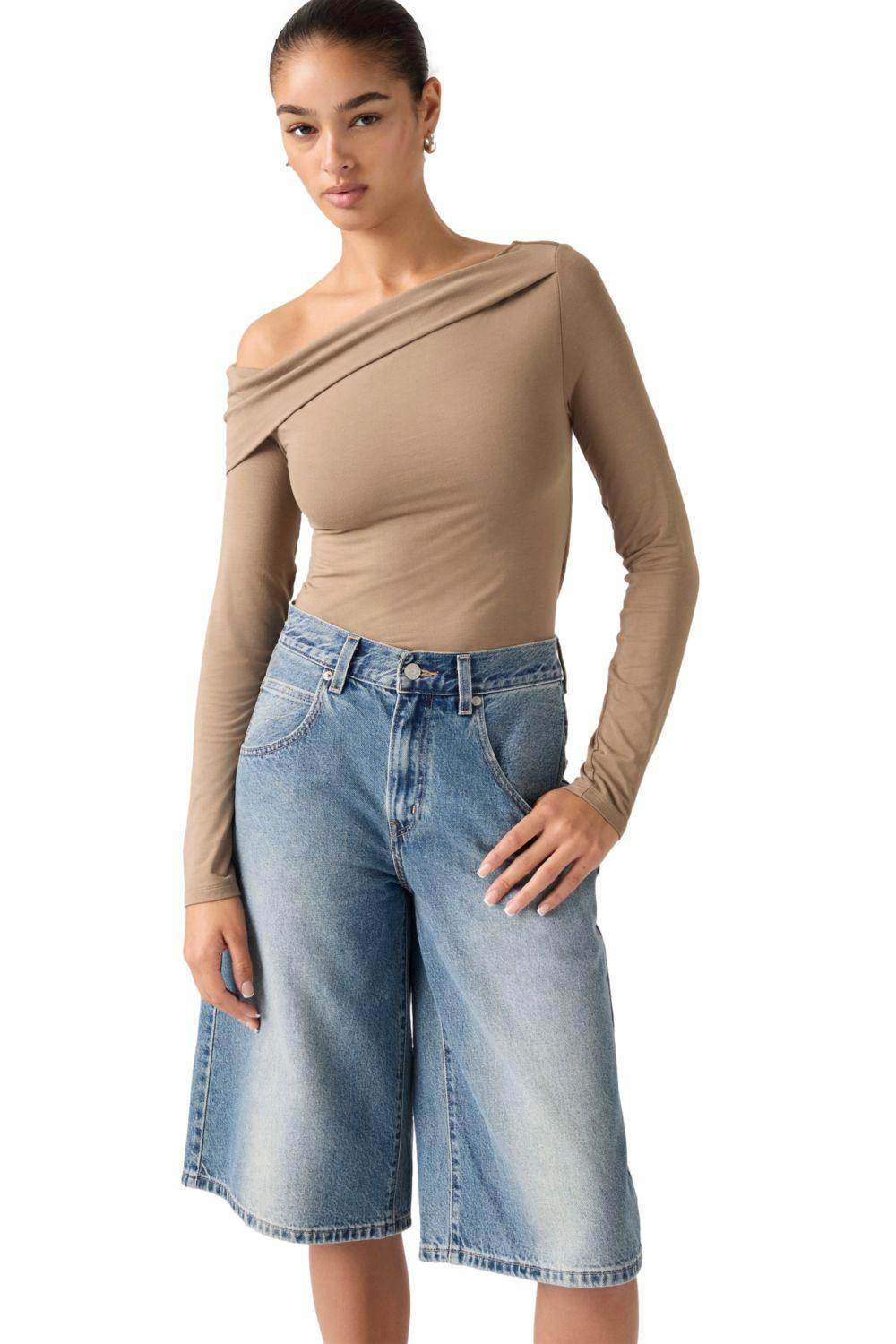 Polera Mujer Clara Off Shoulder Café Levis 005IT-0002-2