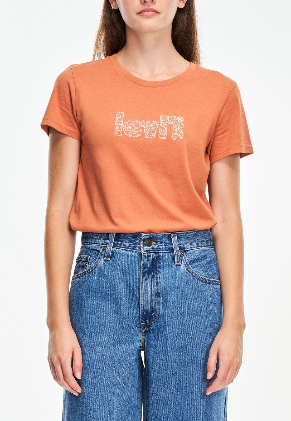Polera Mujer Lisa Con Logo Naranja Levis 17369-1887-0