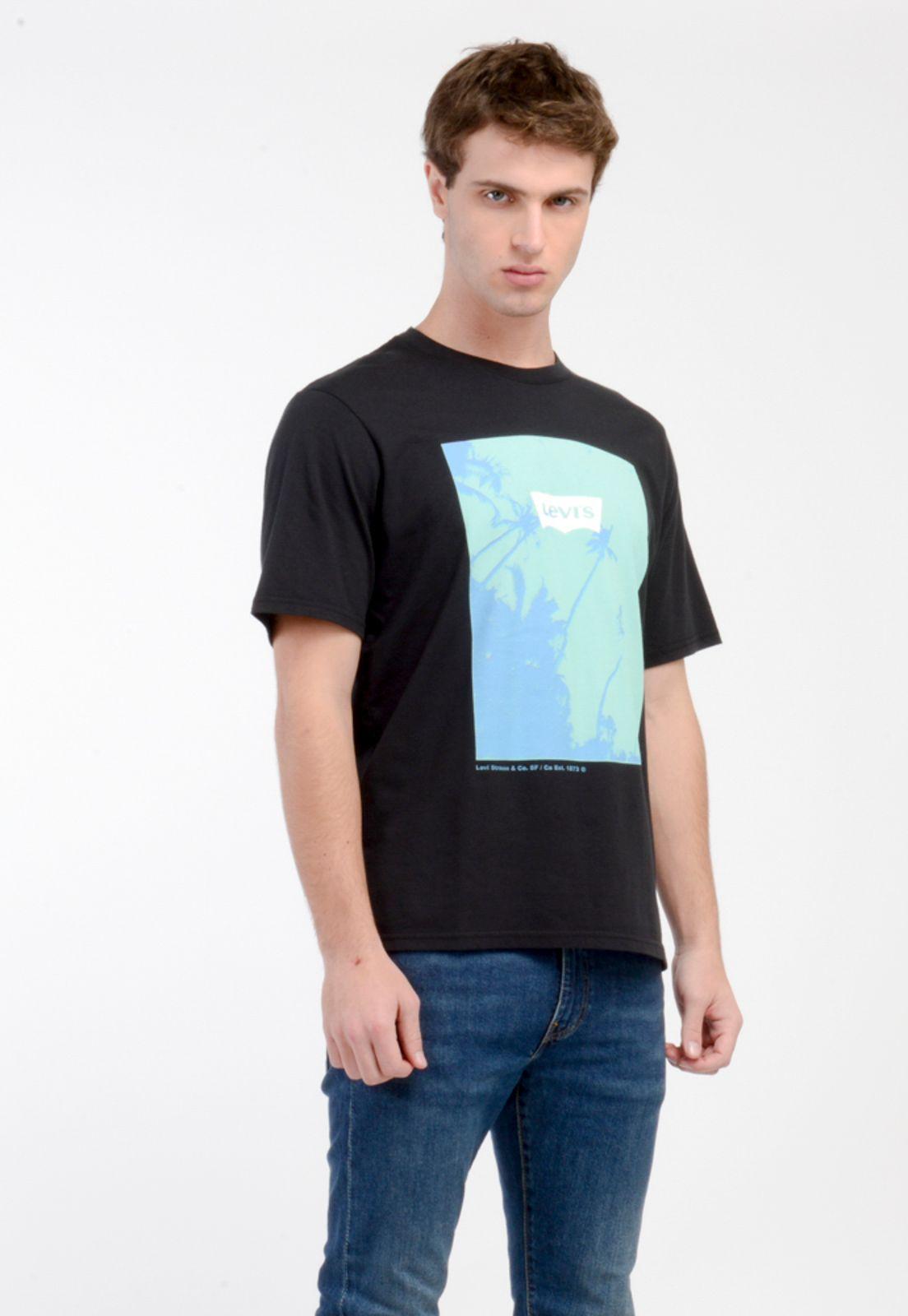 Polera Hombre Cuello Redondo Gráfica Negra Levis 16143-0122-0