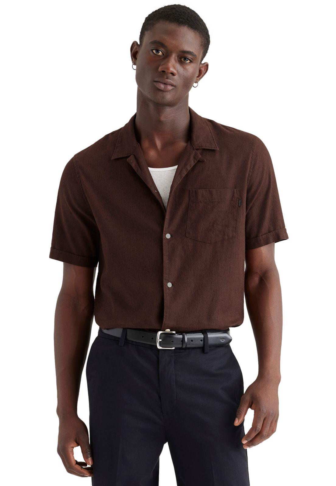 Camisa Hombre SS Camp Collar Regular Fit Café A0861-0039-0