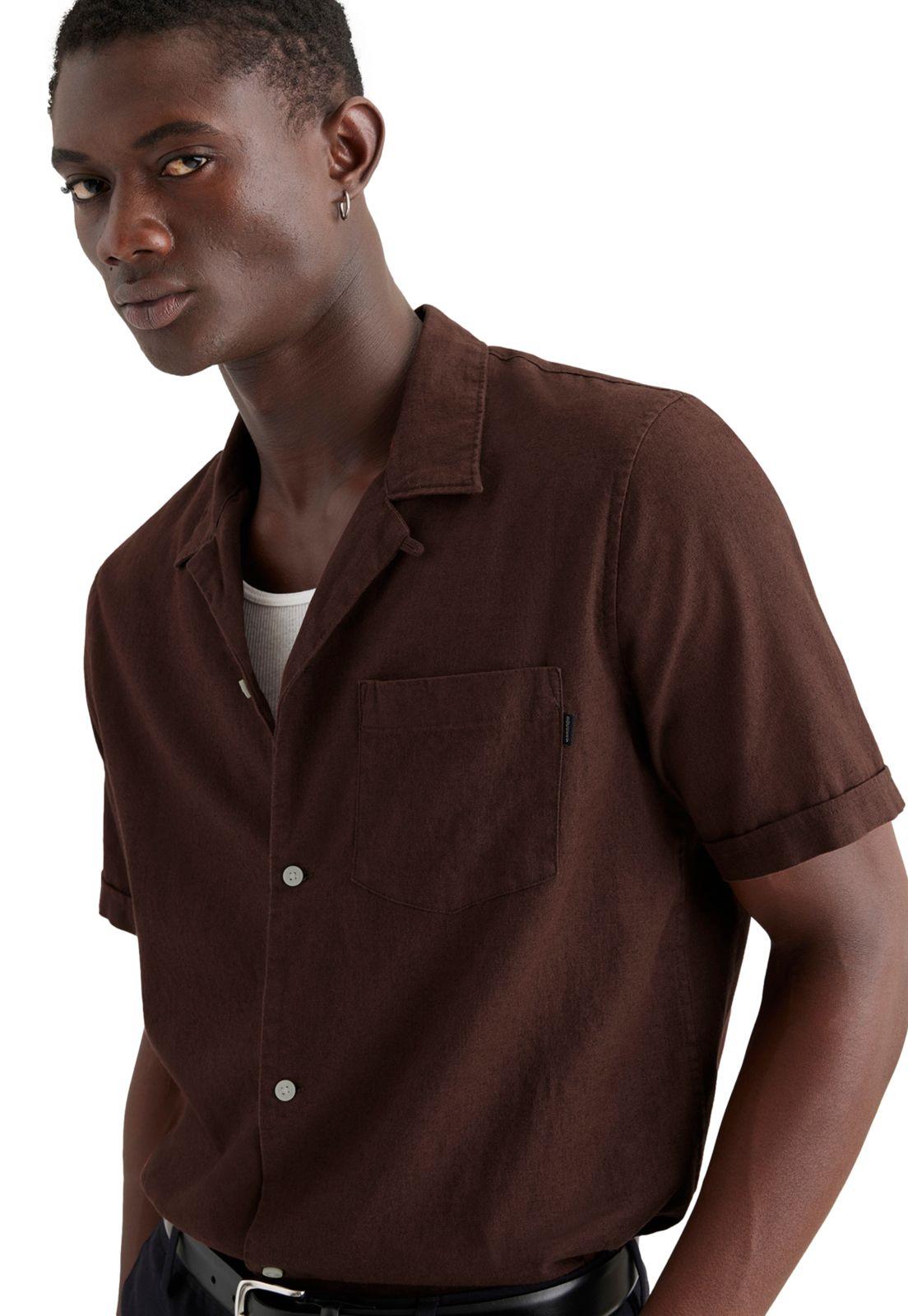 Camisa Hombre SS Camp Collar Regular Fit Café A0861-0039-2