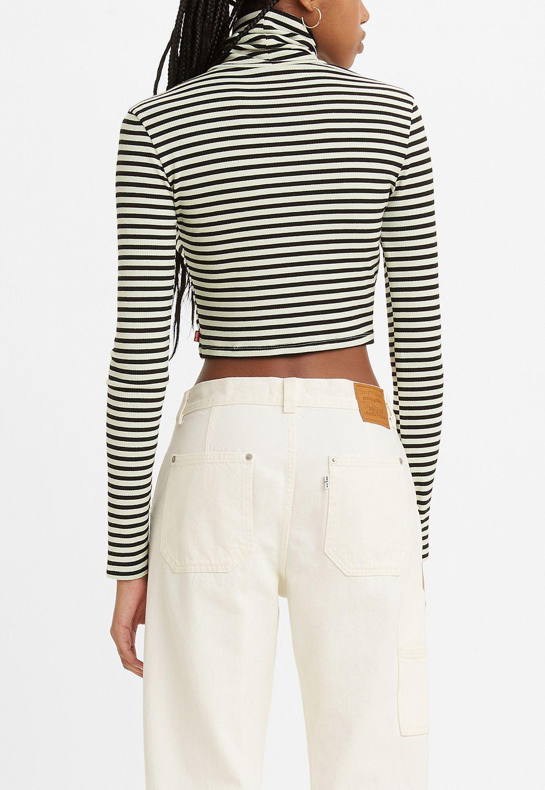 Polera Mujer Cuello Alto a Rayas ML Negro Levis A1775-0006-1