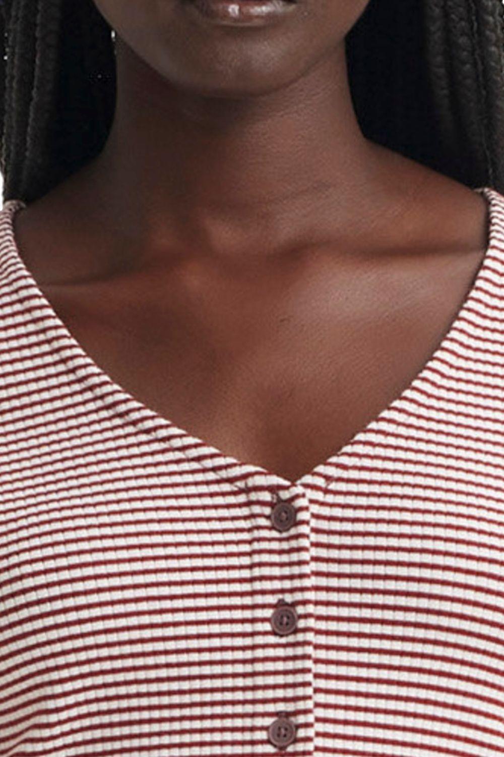 Polera Mujer Botones Cuello V Rosado Levis A8782-0005-1